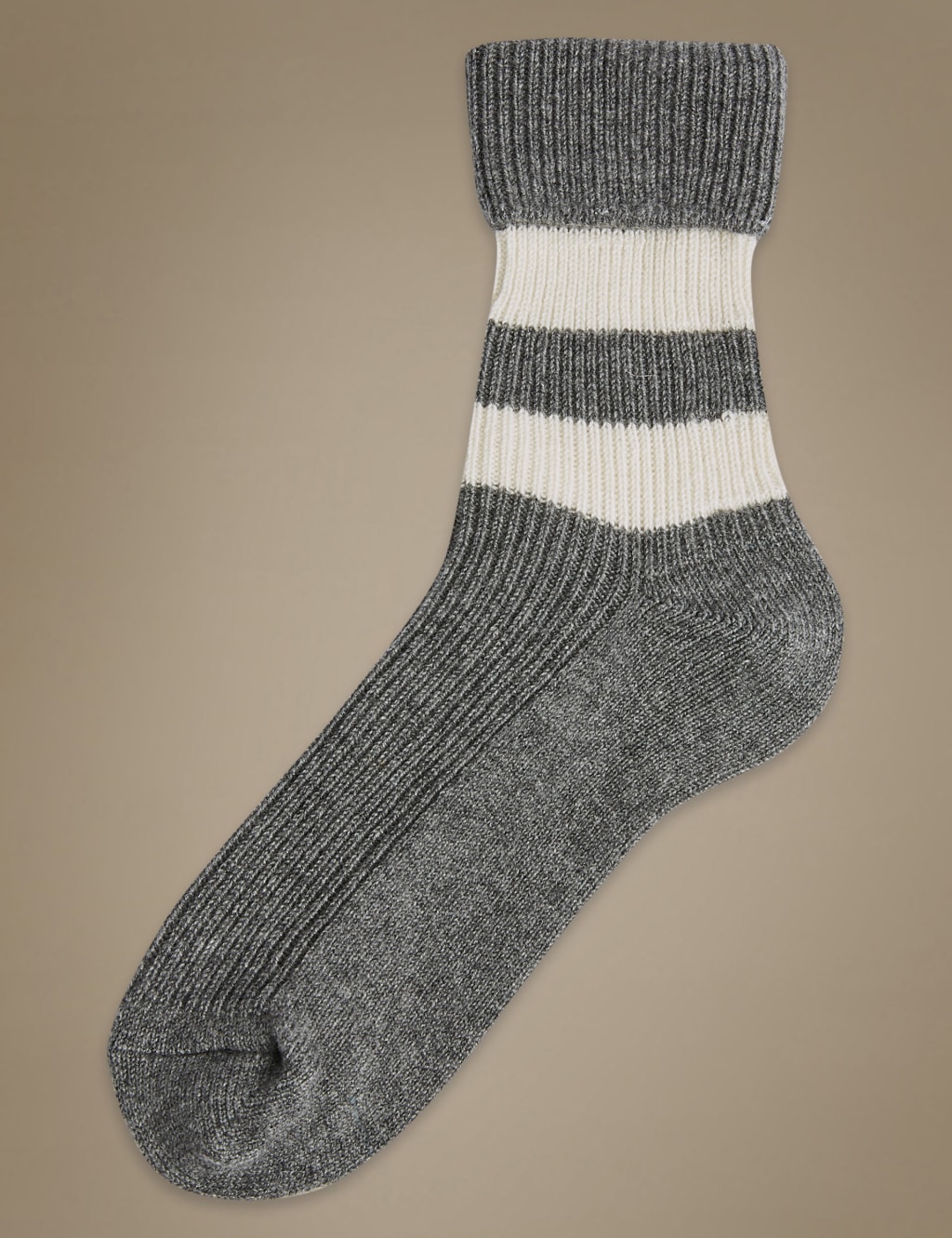 Pure Cashmere Striped Ankle High Socks 1 of 2