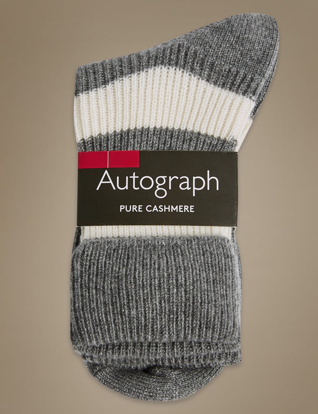 Pure Cashmere Striped Ankle High Socks 2 of 2