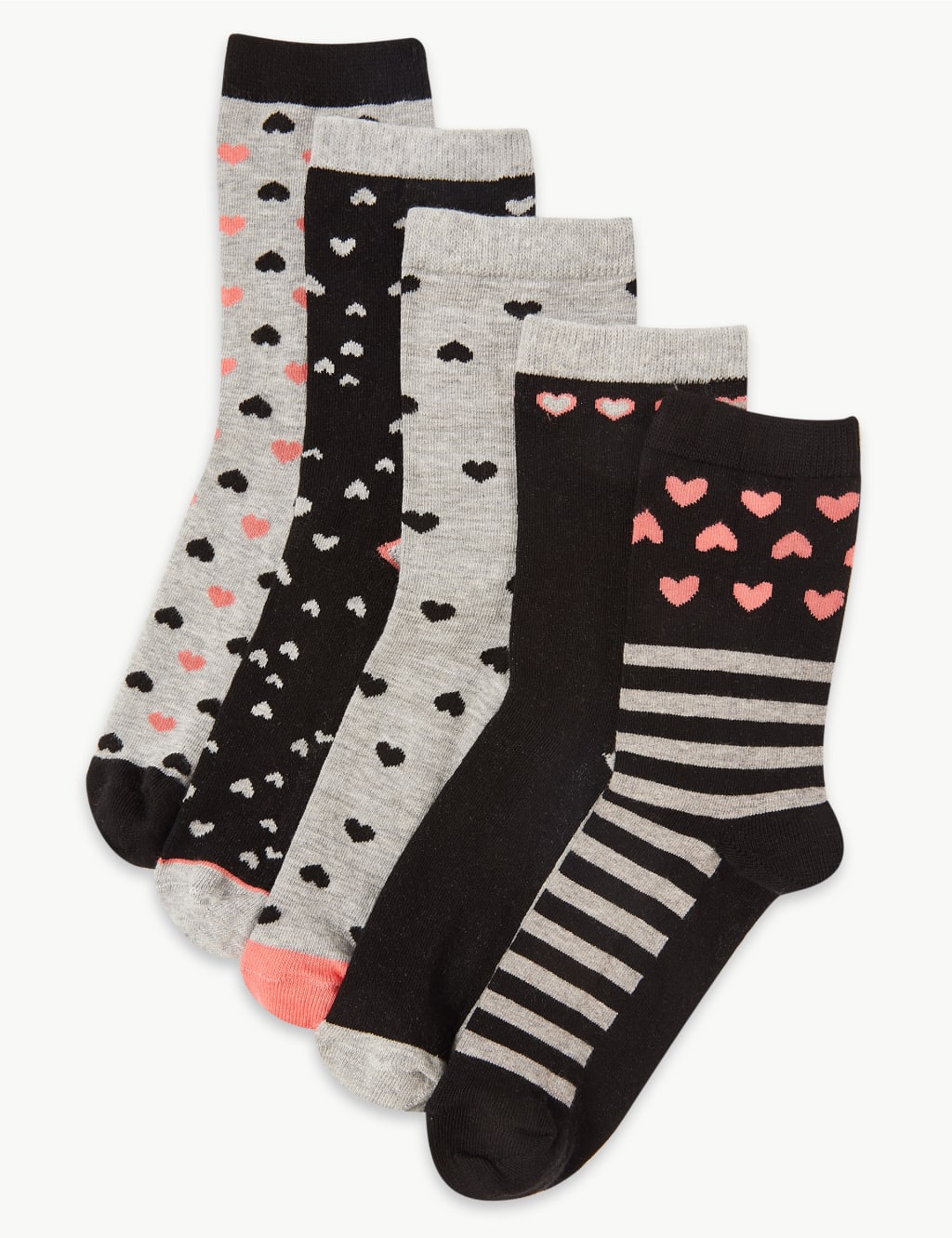 5 Pair Pack Cotton Rich Ankle High Socks 1 of 3