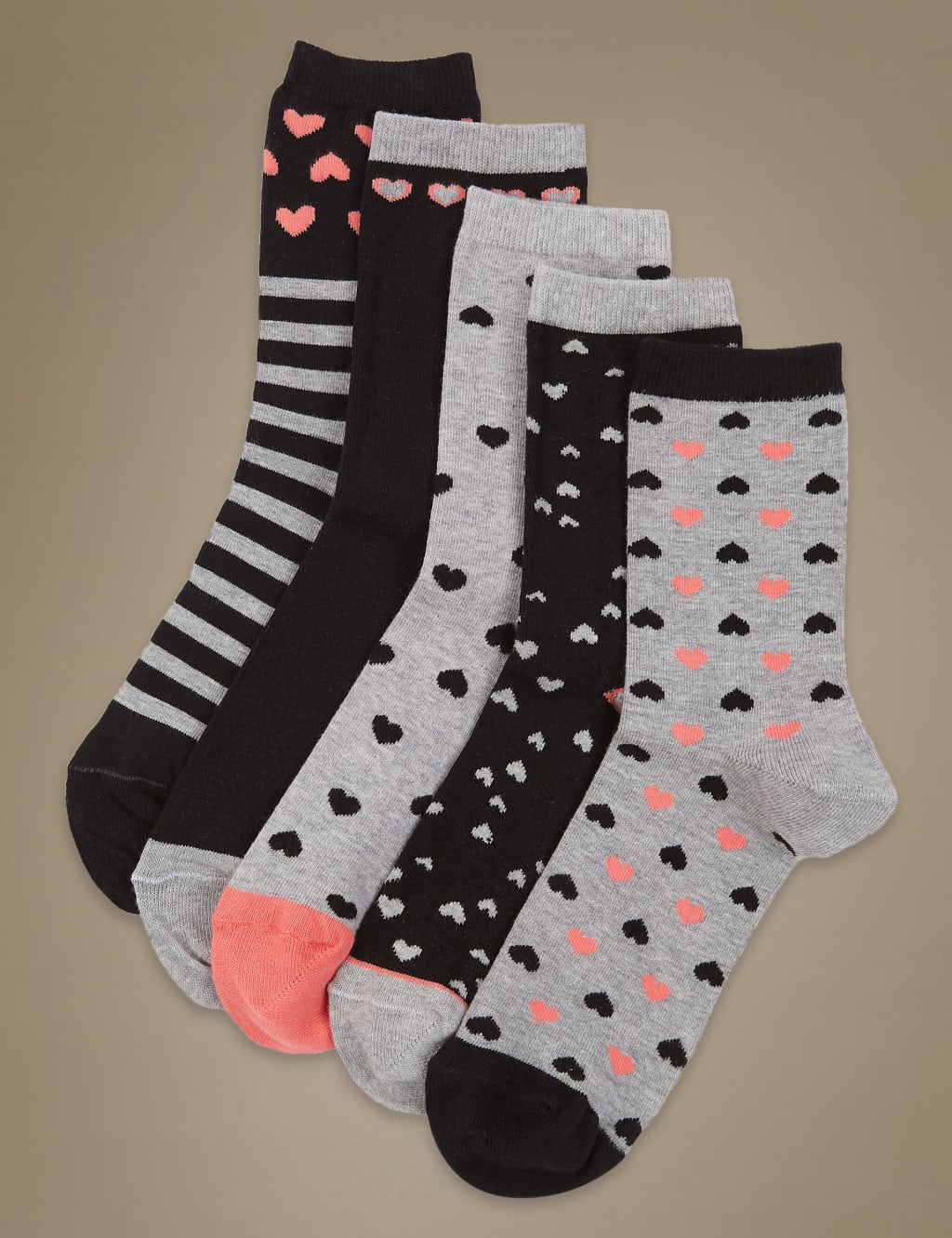 5 Pair Pack Cotton Rich Ankle High Socks 3 of 3