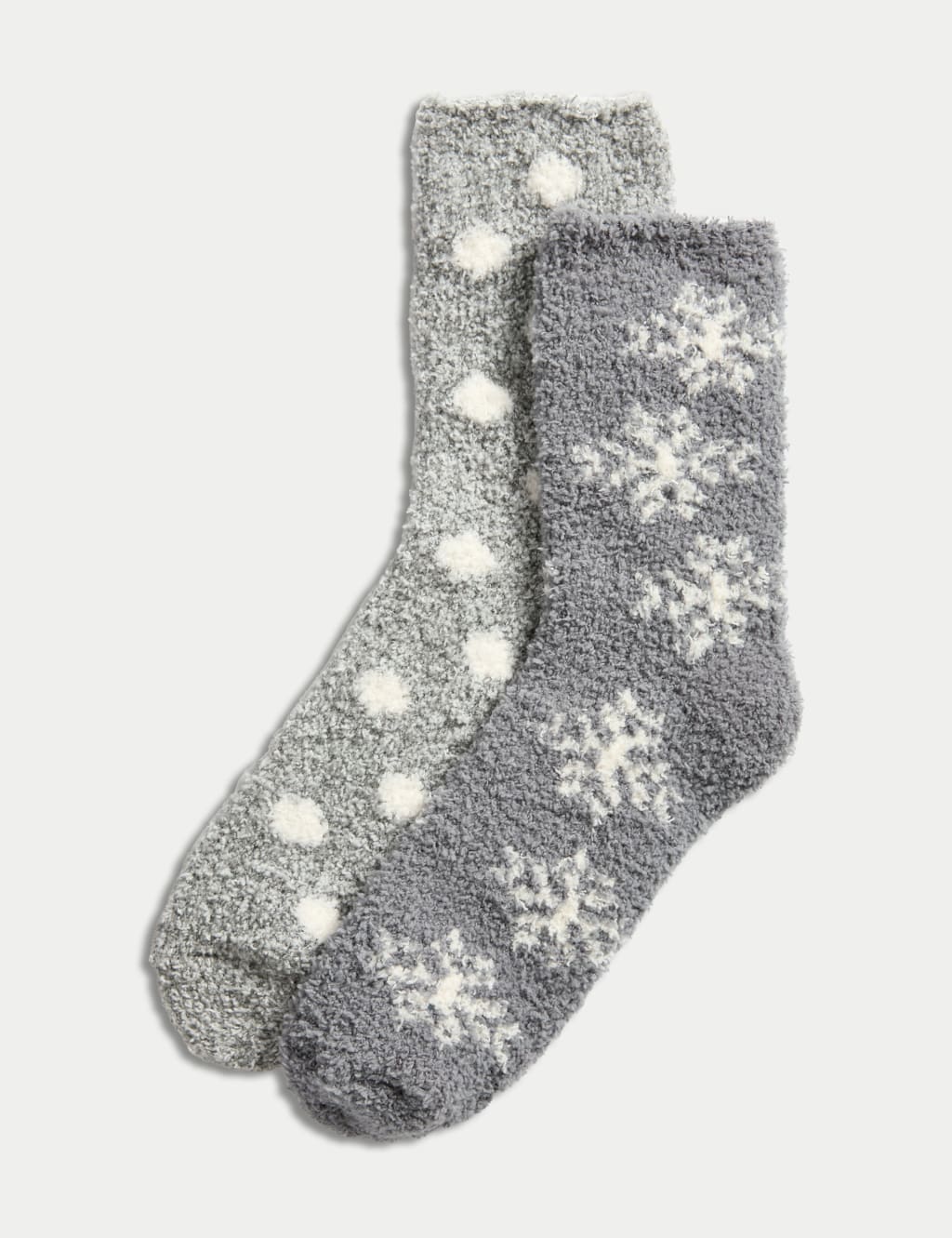 2pk Cosy Snowflake Fluffy Socks 1 of 2