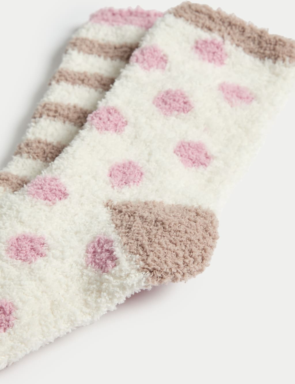 2pk Cosy Spot & Striped Fluffy Socks 2 of 2
