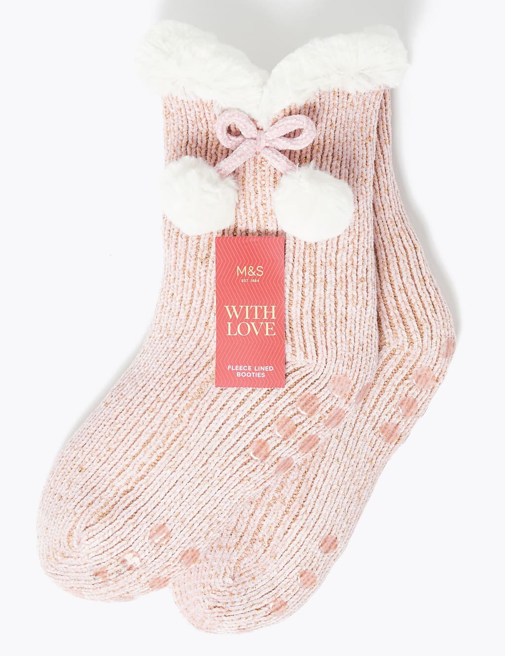 Chenille Fleece Lined Sparkle Booties M S Collection M S