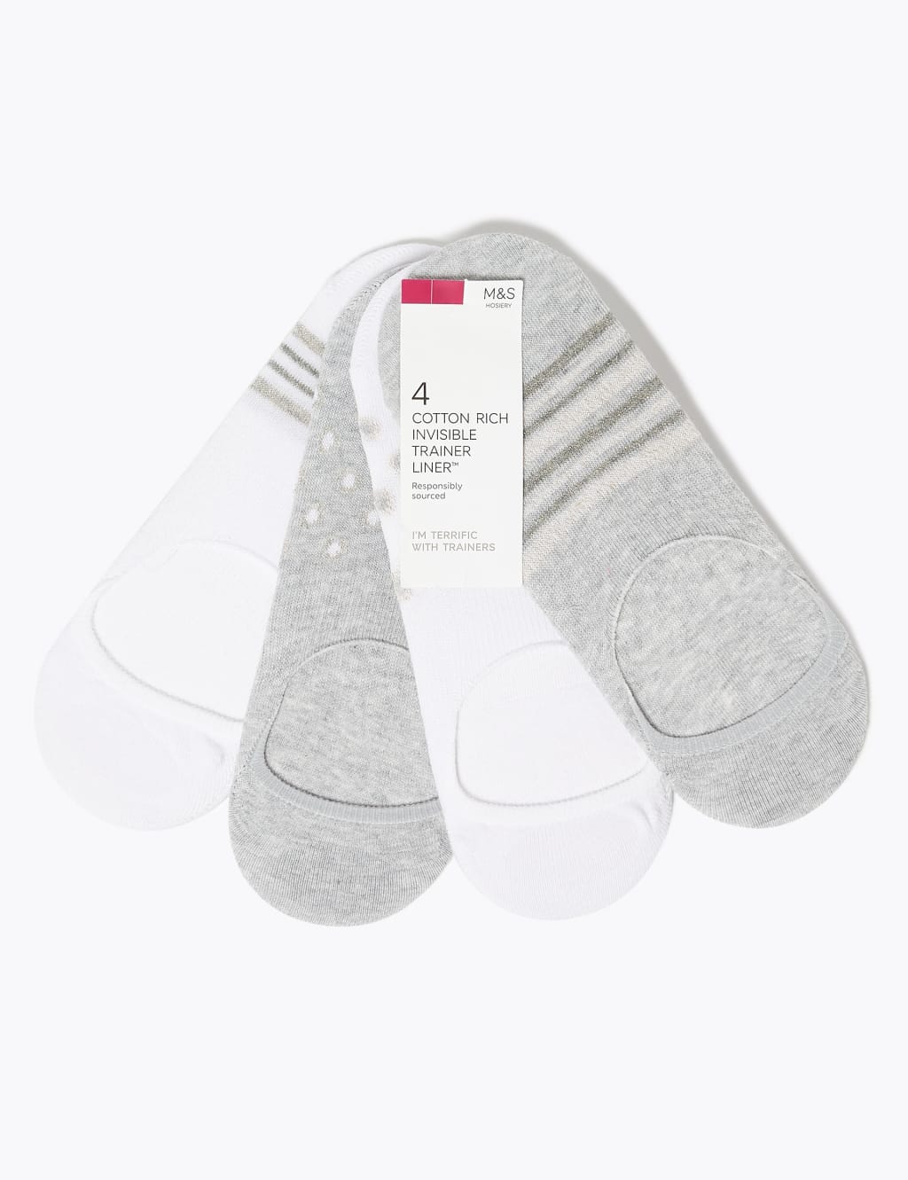 4pk Cotton Seamless Trainer Liners 2 of 2