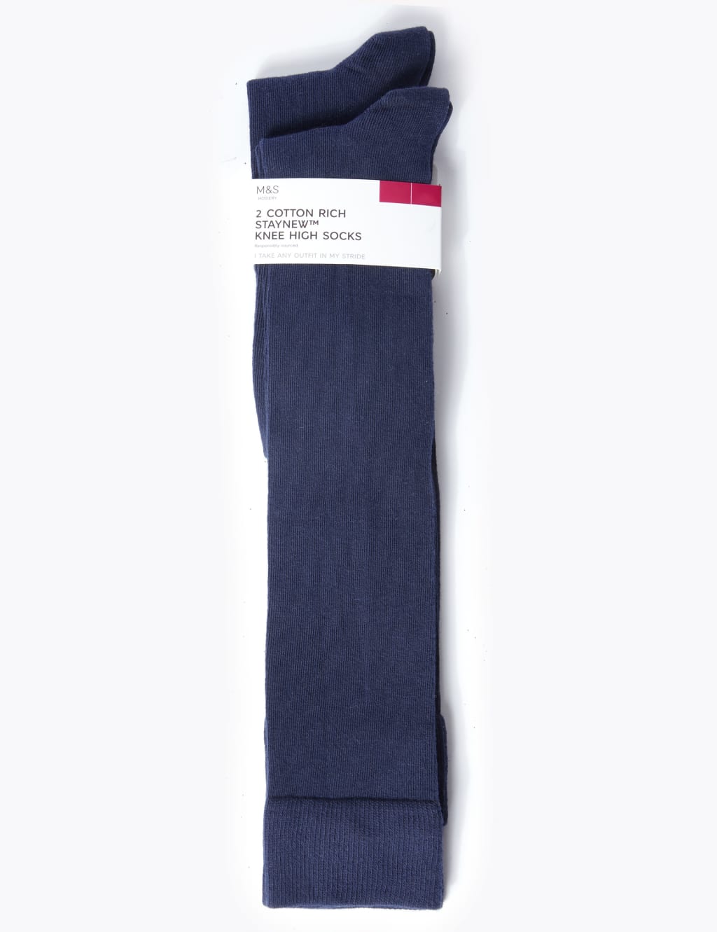 2pk Cotton Rich Knee High Socks 2 of 2