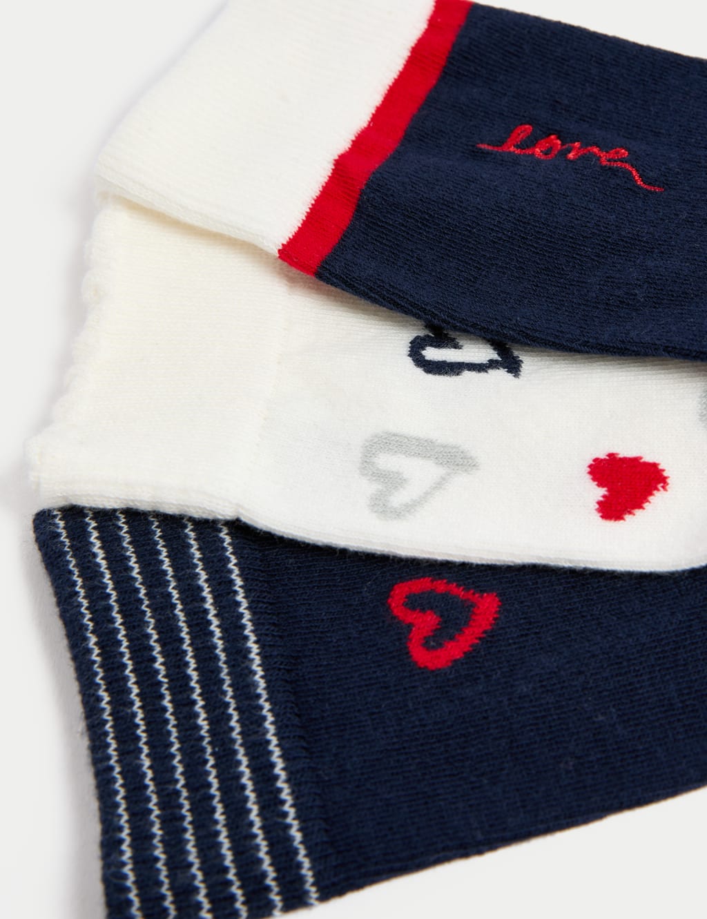 3pk Cotton Rich Love Heart Ankle High Socks 2 of 2