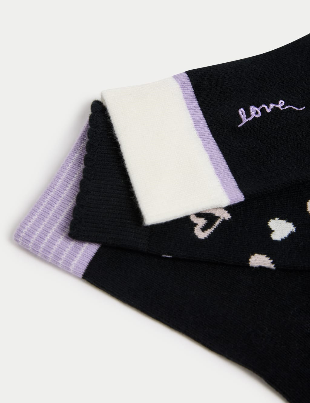 3pk Cotton Rich Love Heart Ankle High Socks 2 of 2