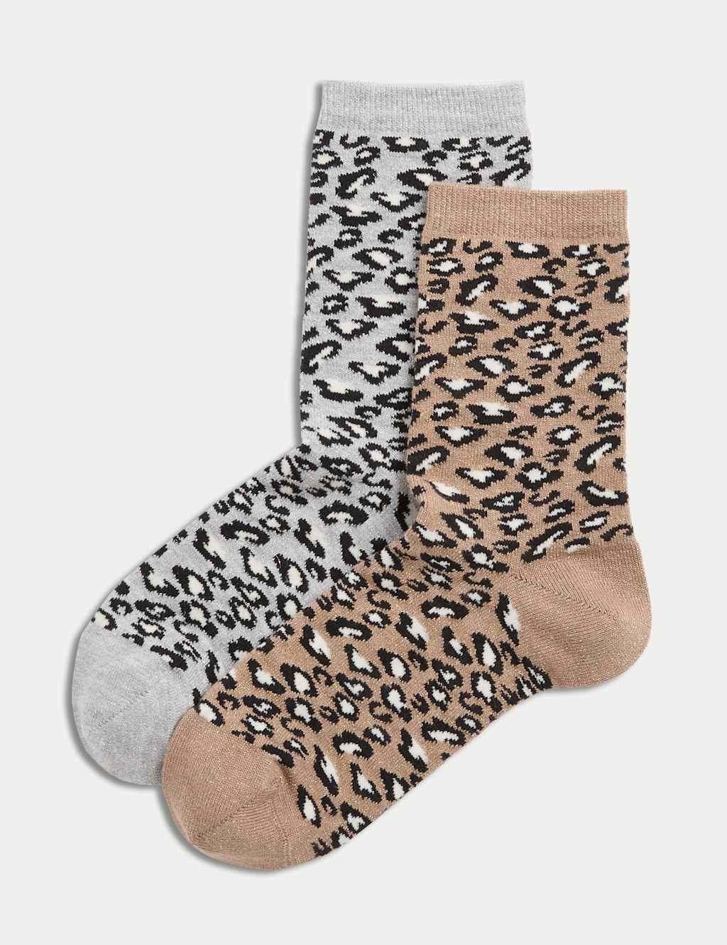 2pk Cotton Blend Animal Crew Socks 1 of 2
