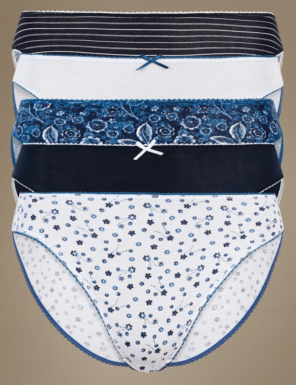 5 Pack Cotton Rich High Leg Knickers 1 of 4