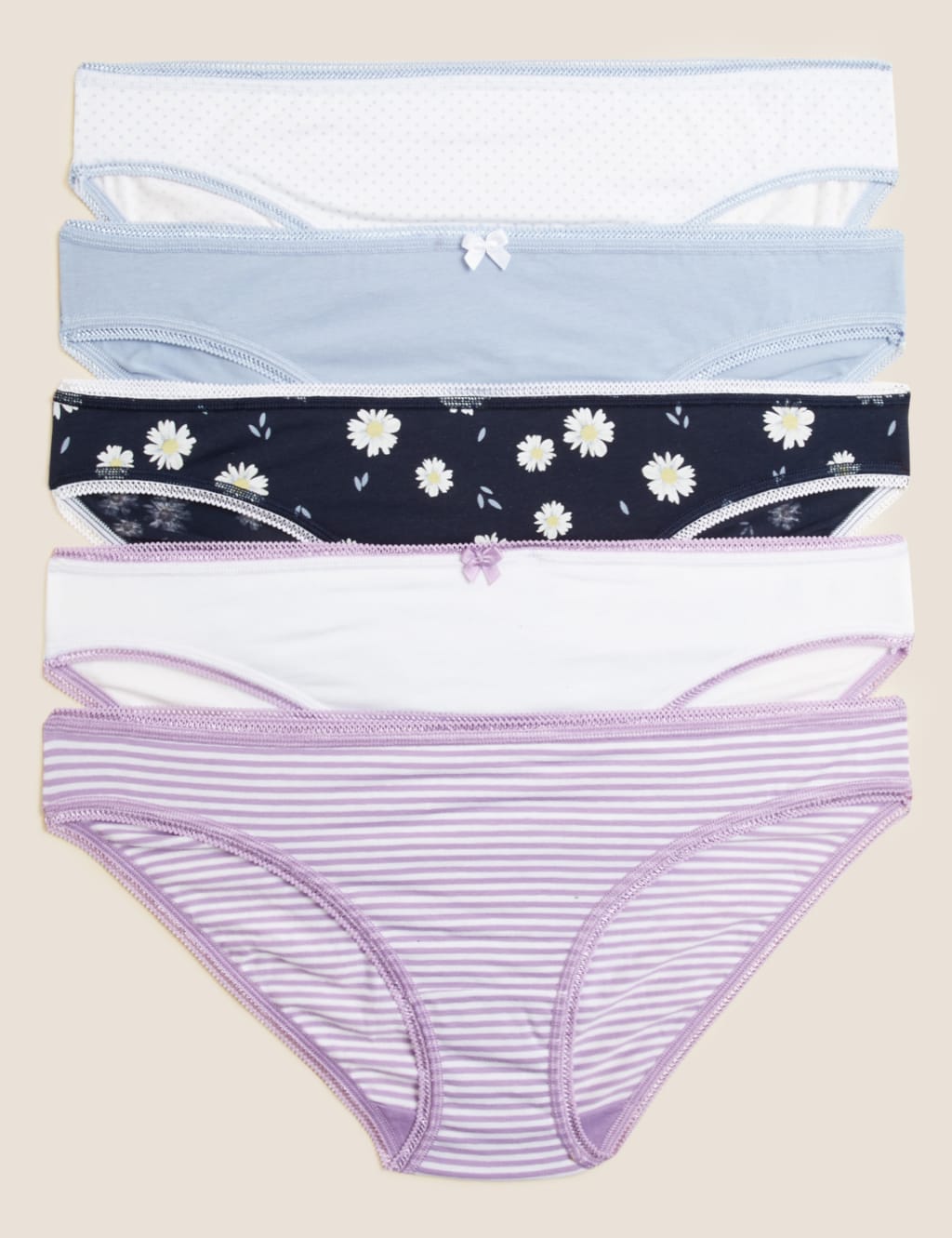 5pk Cotton Rich Bikini Knickers 1 of 2