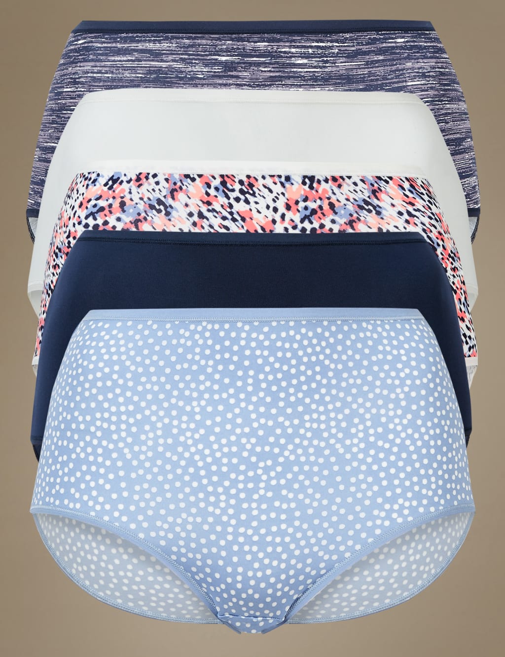 5 Pack Microfiber No VPL Full Brief Knickers 1 of 4