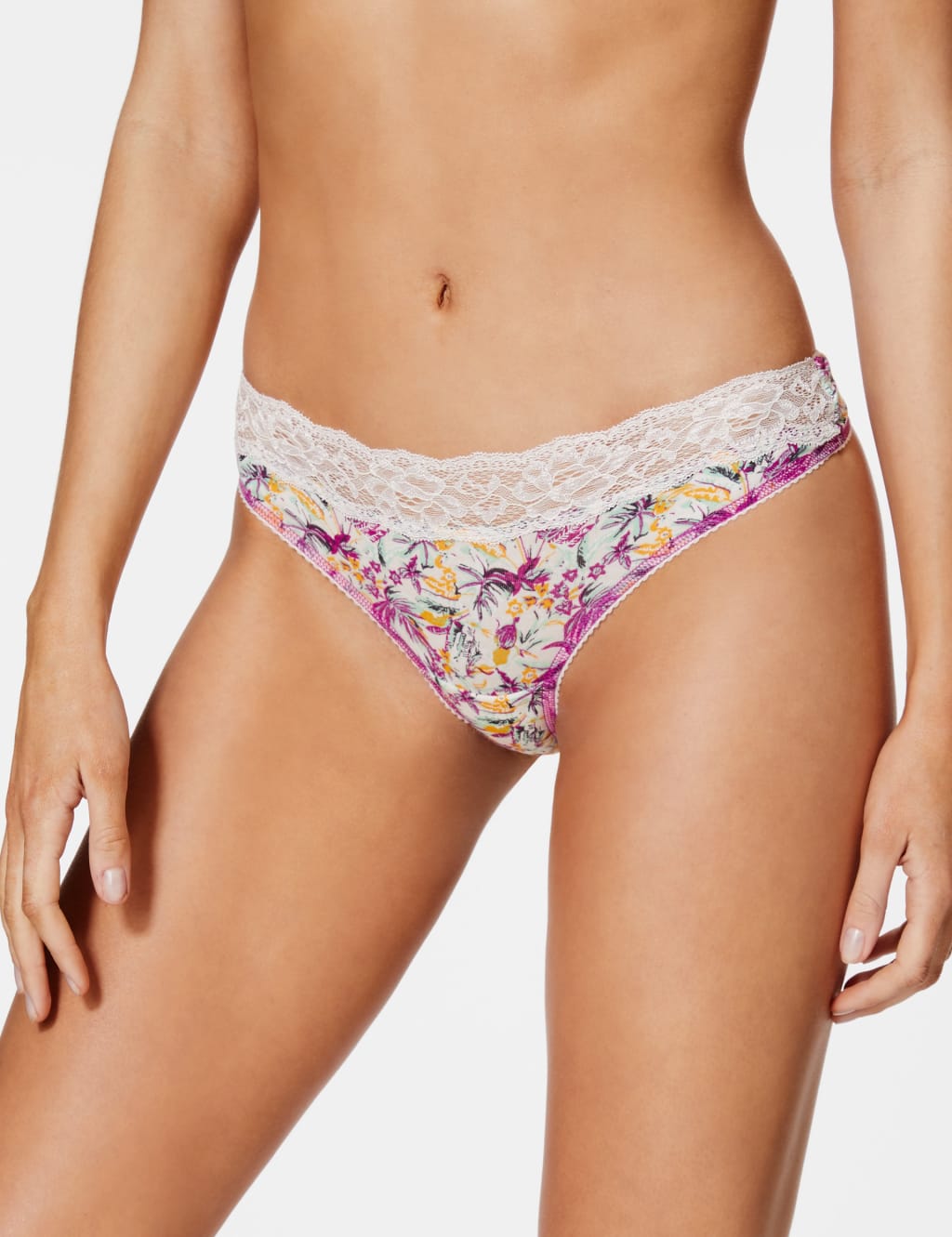 5 Pack Cotton Rich Lace Thongs 2 of 4