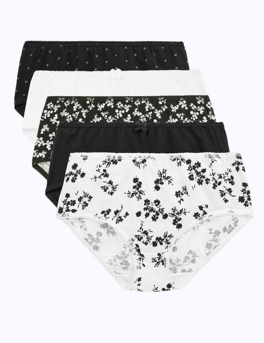 5pk Cotton Rich Floral Midi Knickers 1 of 4
