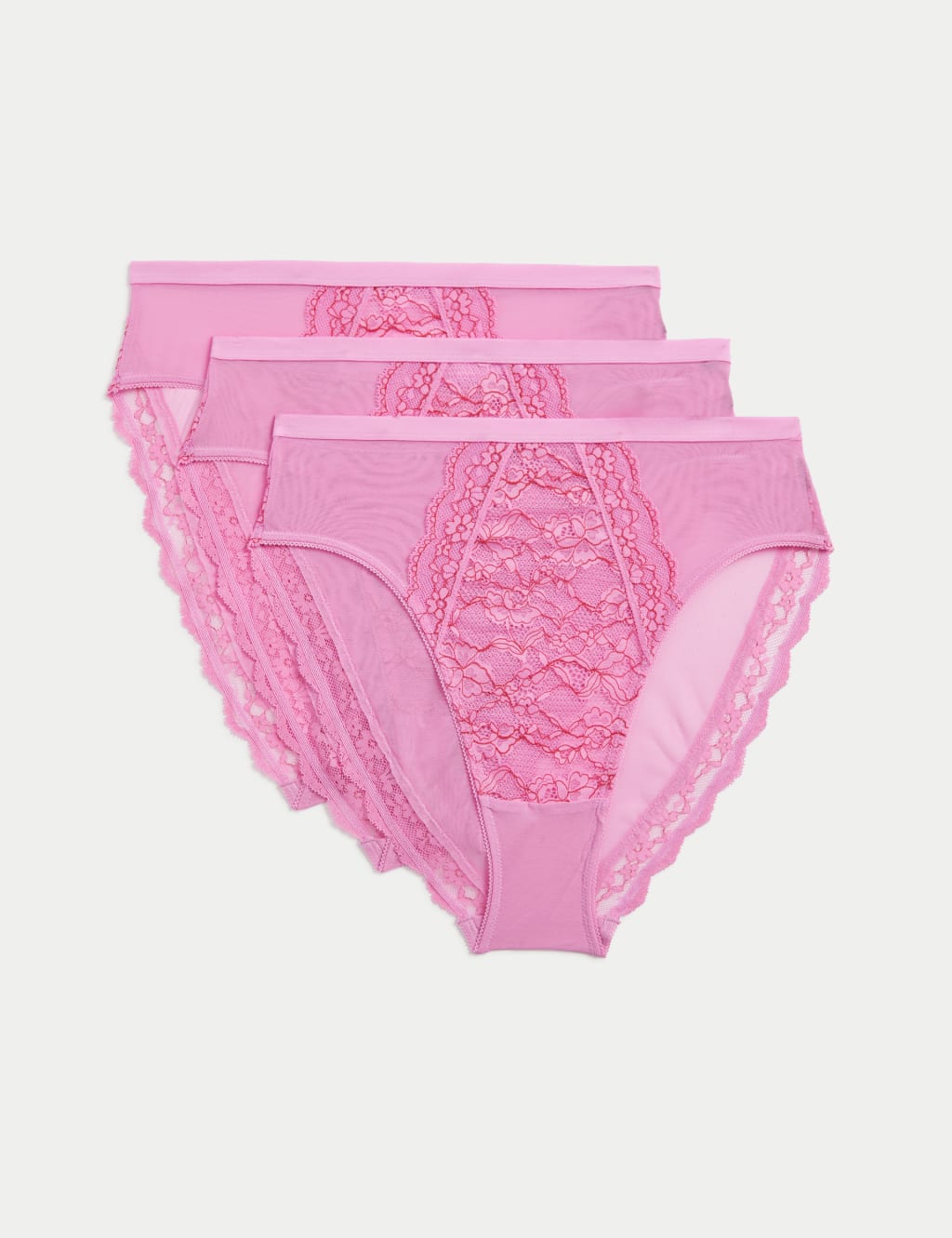 3pk Lace High Waisted High Leg Knickers 1 of 5
