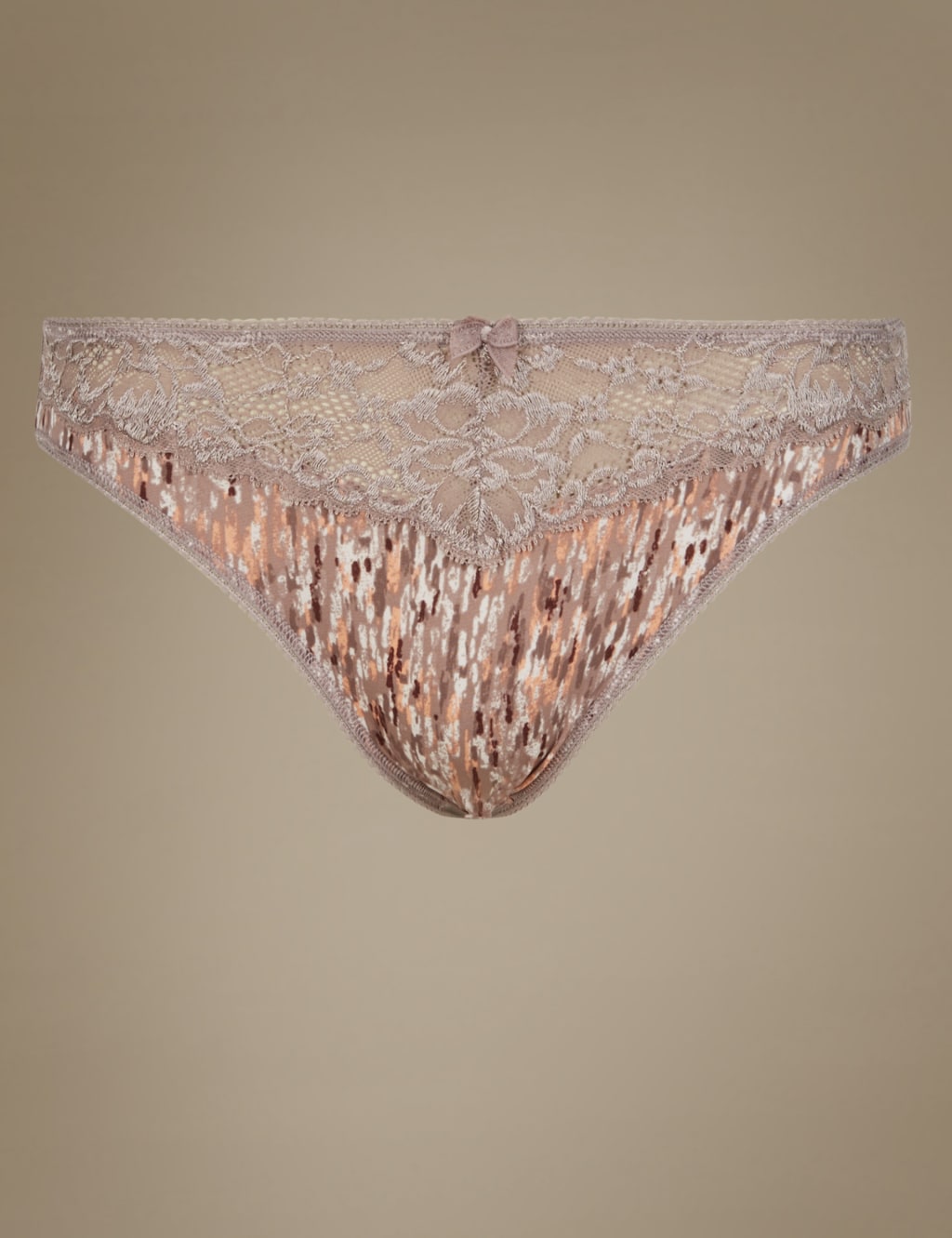 Printed Jacquard & Lace High Leg Knickers 2 of 5