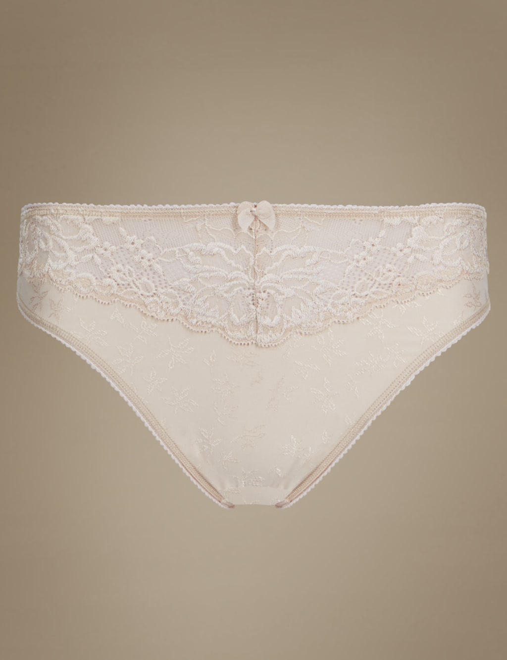Jacquard & Lace Trim High Leg Knickers 2 of 4