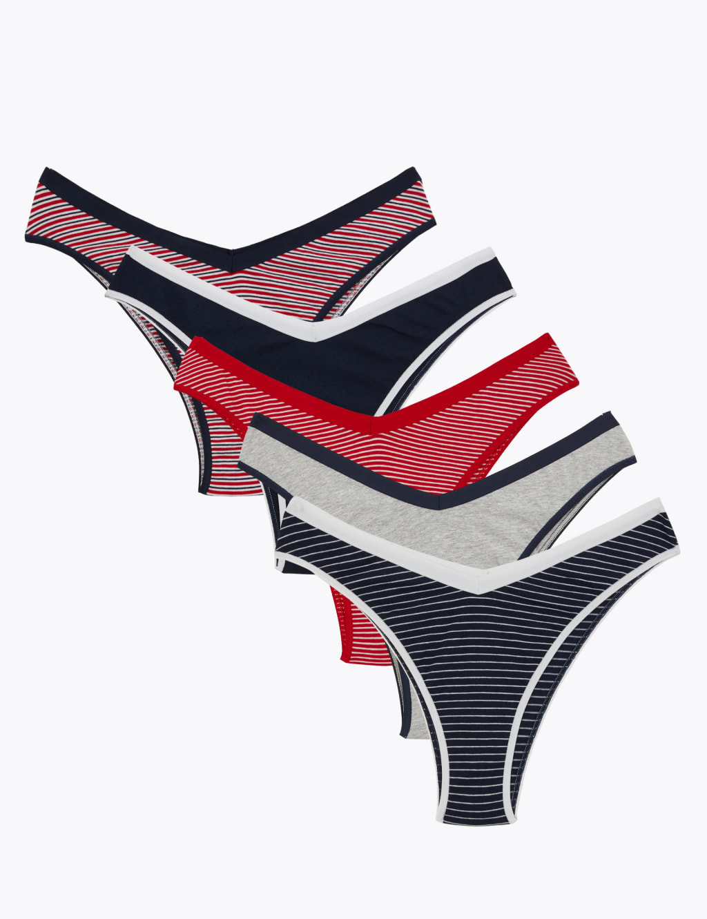 5 Pack Cotton Lycra® Striped Miami Knickers 1 of 5