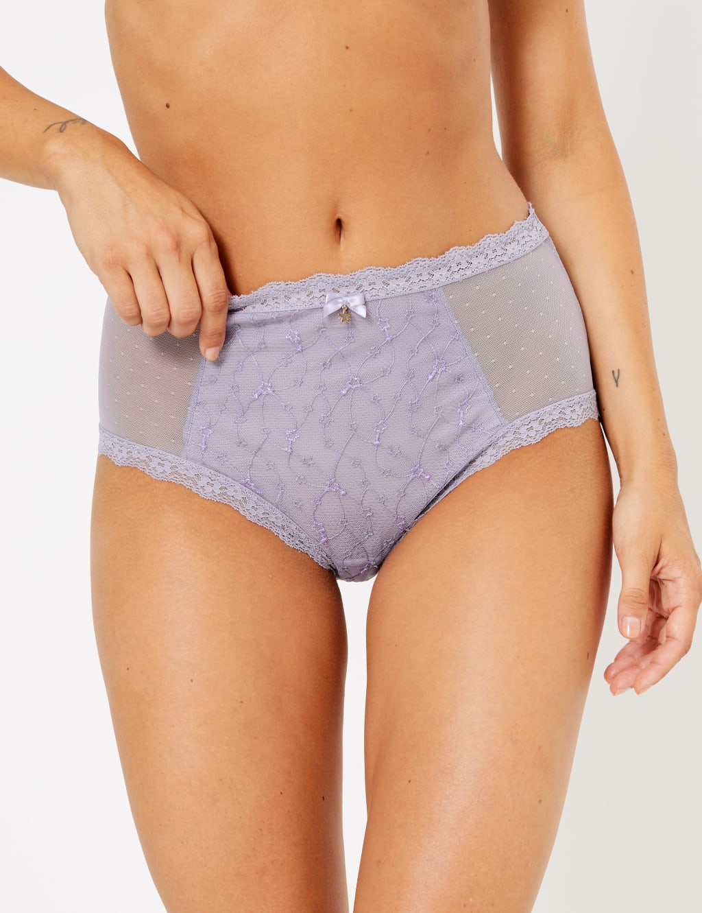 Mesh Lace Trim Midi Briefs 2 of 3