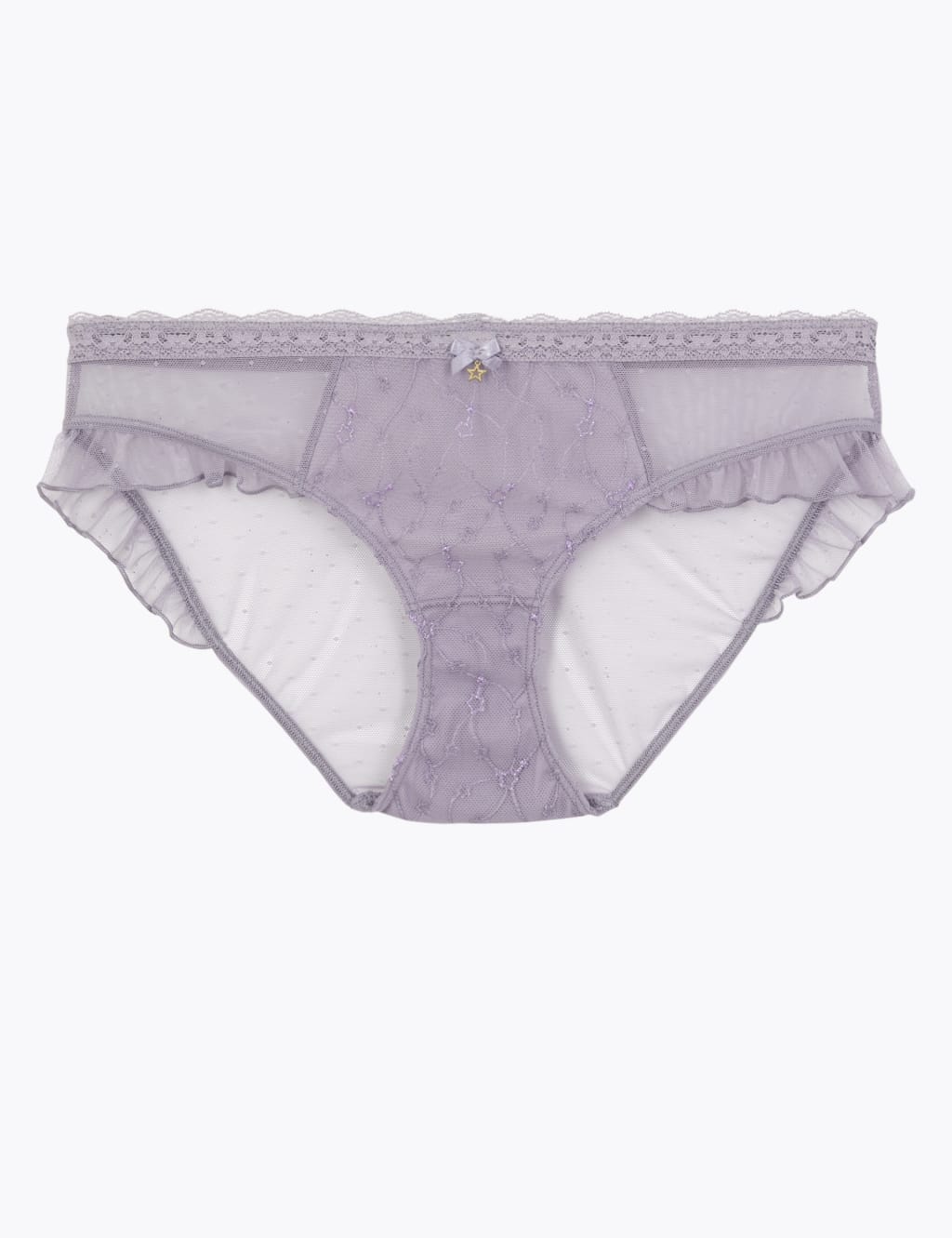 Sheer Star Print Bikini Briefs 1 of 3