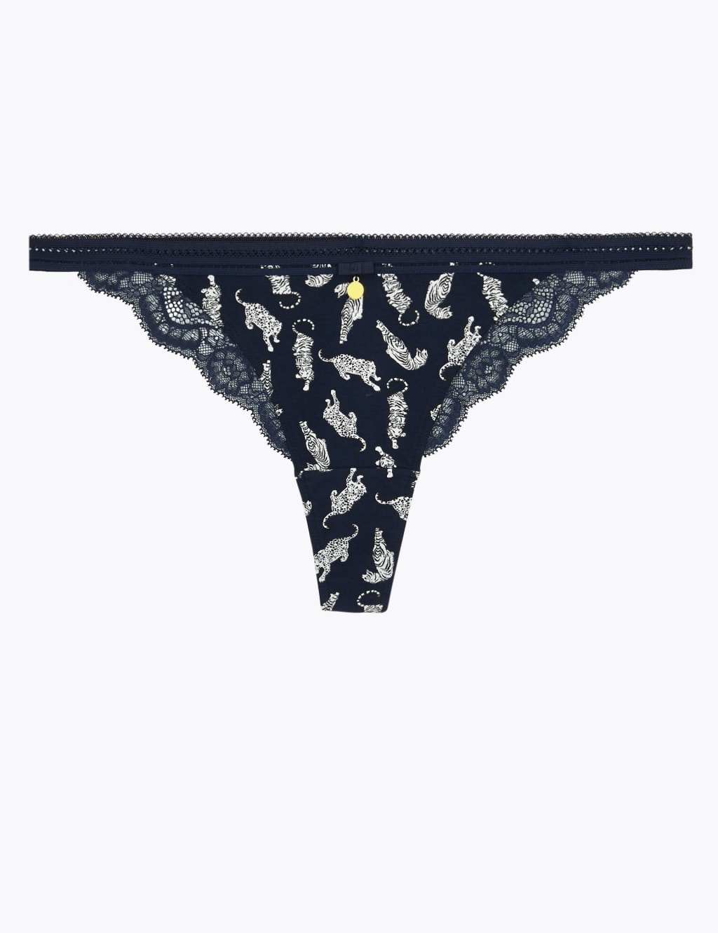 Cotton & Lace Tanga Garter Style Thong 1 of 3