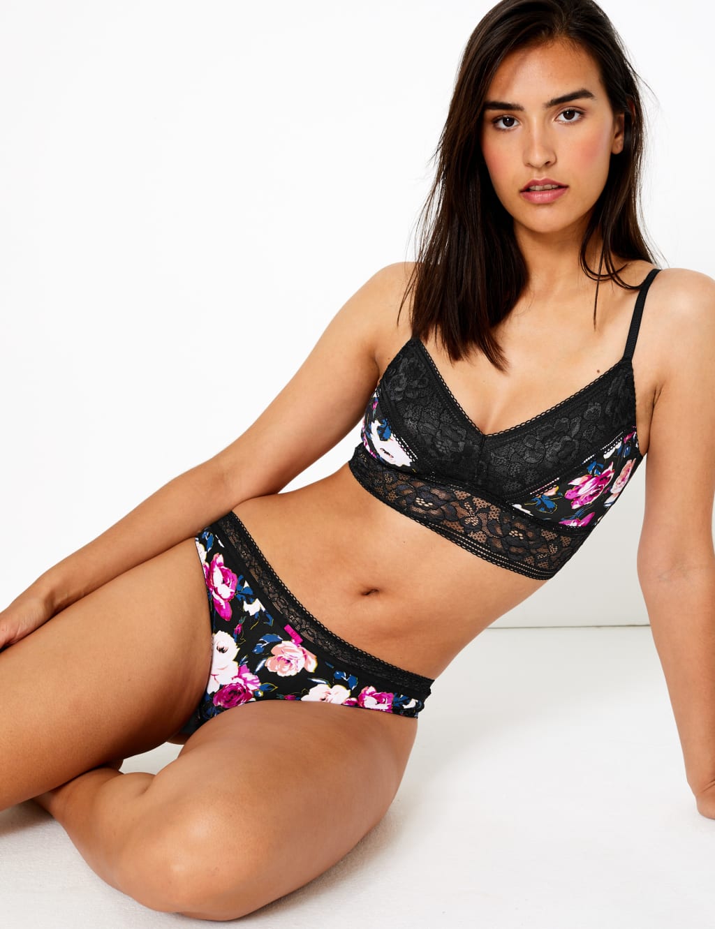 Louisa Lace Trim Floral Brazilian Knickers 4 of 4