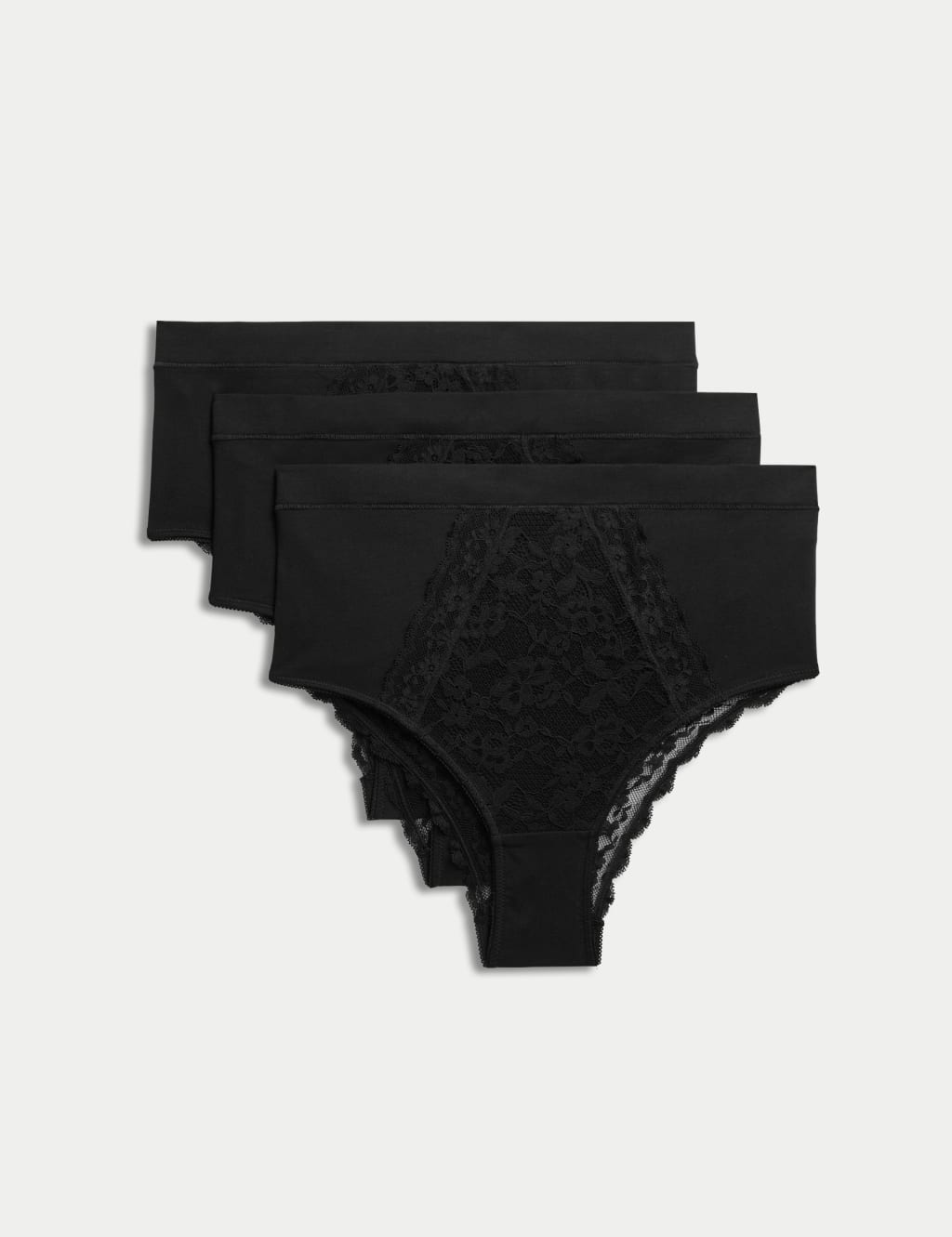 3pk Cotton Rich Lace Brazilian Stoma Knickers 2 of 8