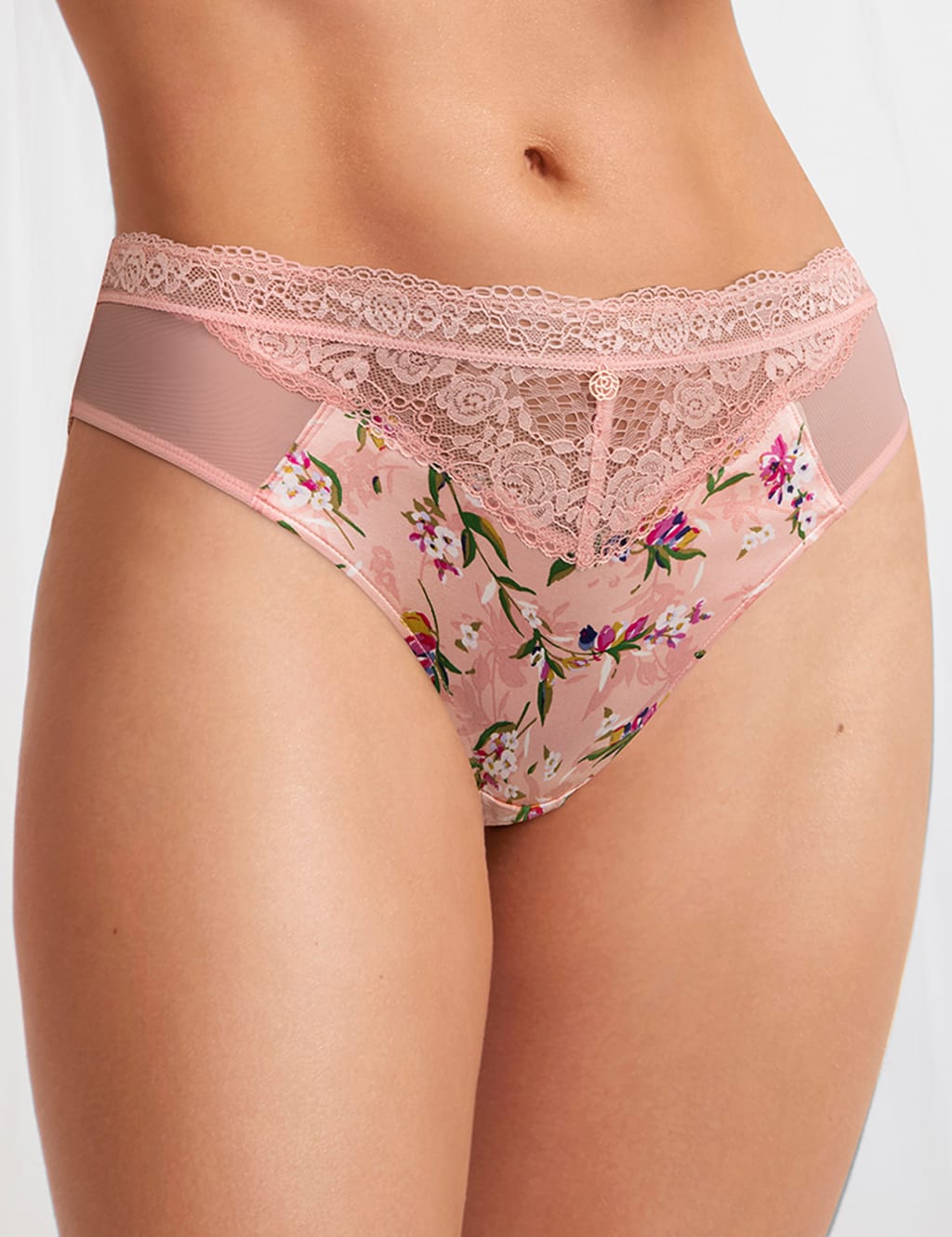 Silk & Lace Printed High Leg Knickers 1 of 4