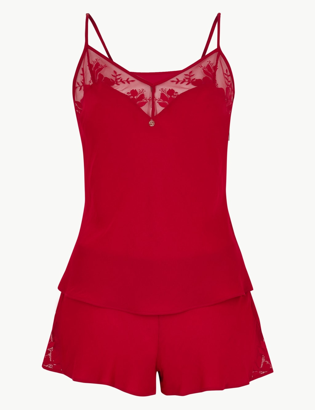 Embroidered Cami & French Knickers Set with Satin 2 of 7