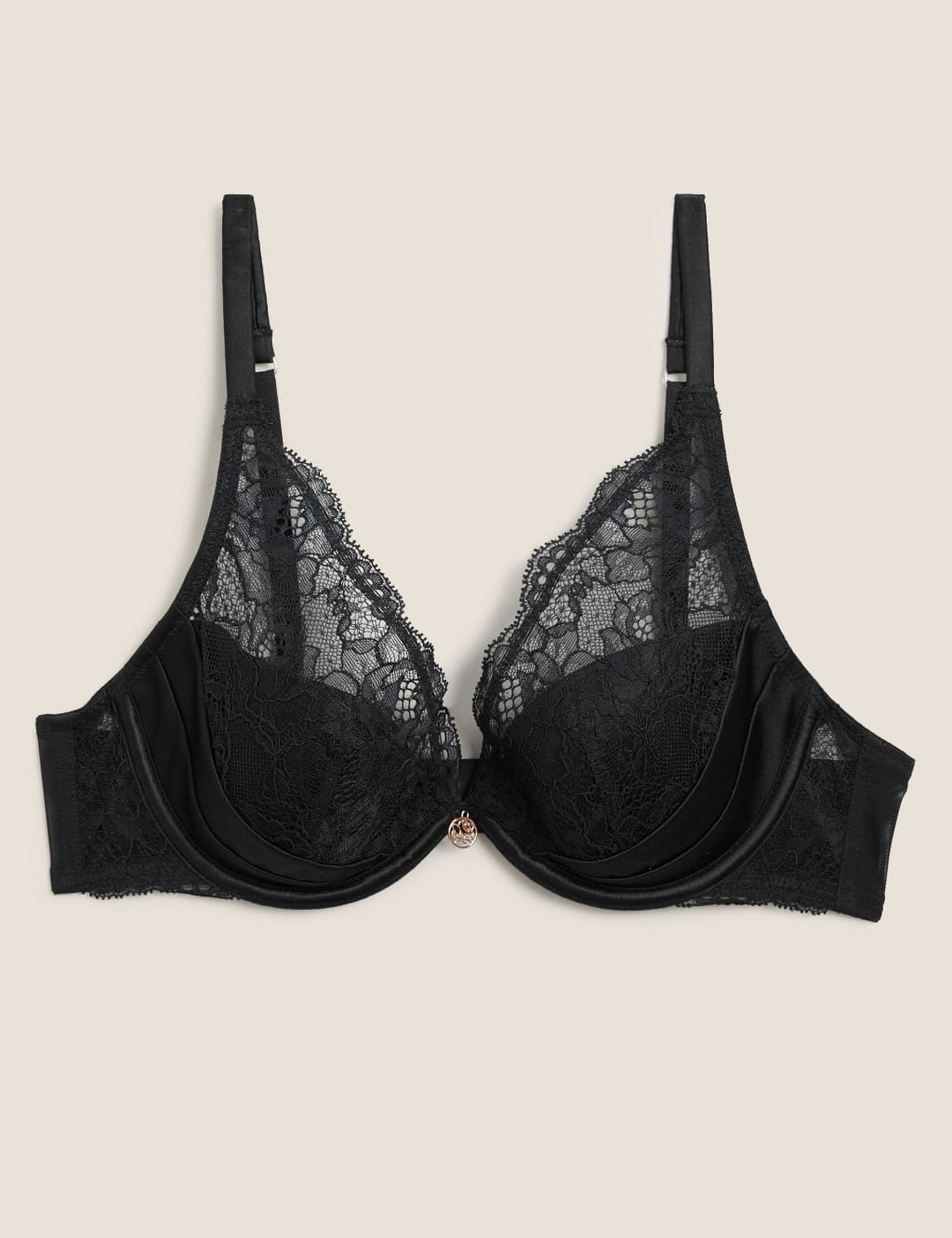 Silk & Lace Padded Plunge Bra A-G 1 of 5