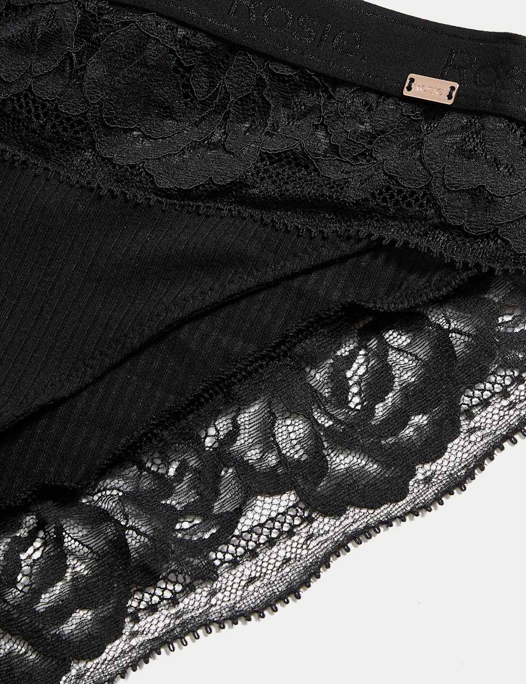 Lounge Rib & Lace High Leg Knickers 2 of 2
