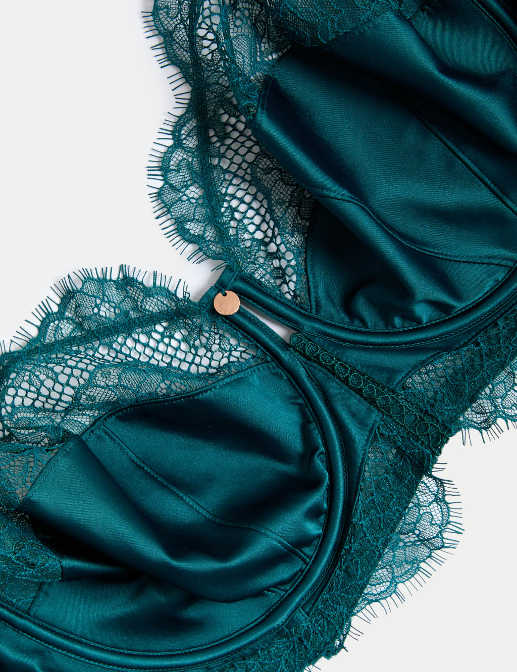 Saffron Satin & Lace Wired Balcony Bra F-H 2 of 3