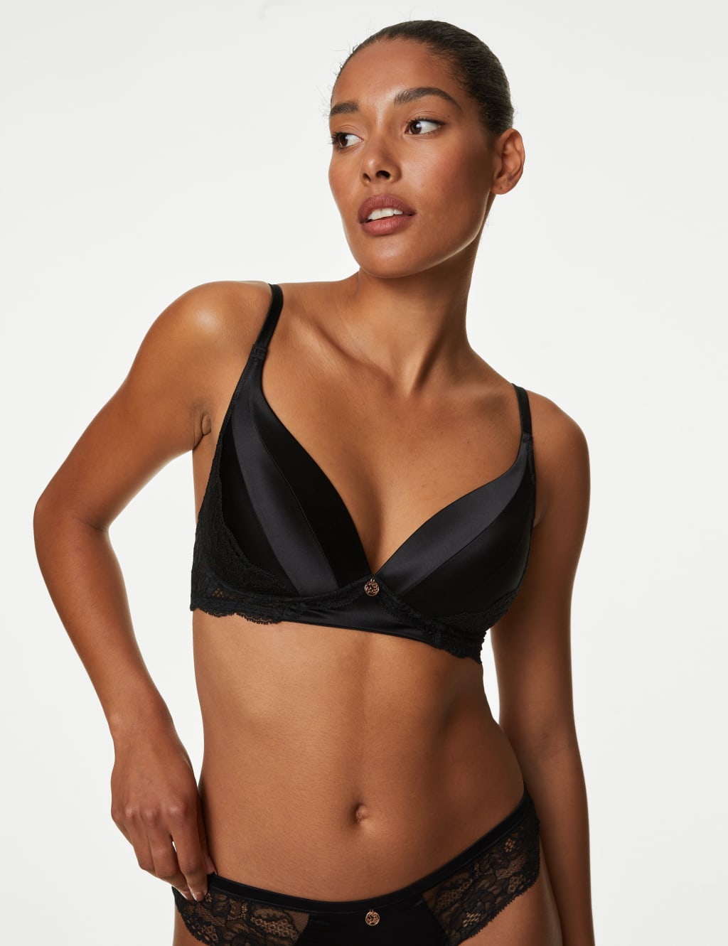 Silk & Lace Non Wired Bra A-E 1 of 7