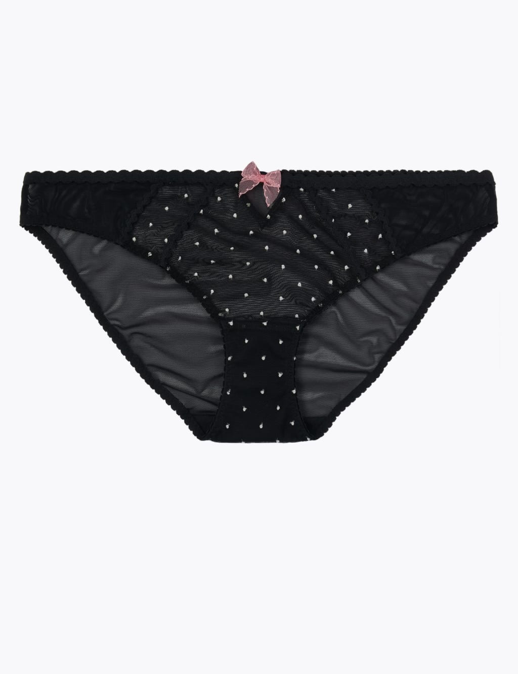 Embroidered Polka Dot Mesh Bikini Briefs 1 of 5