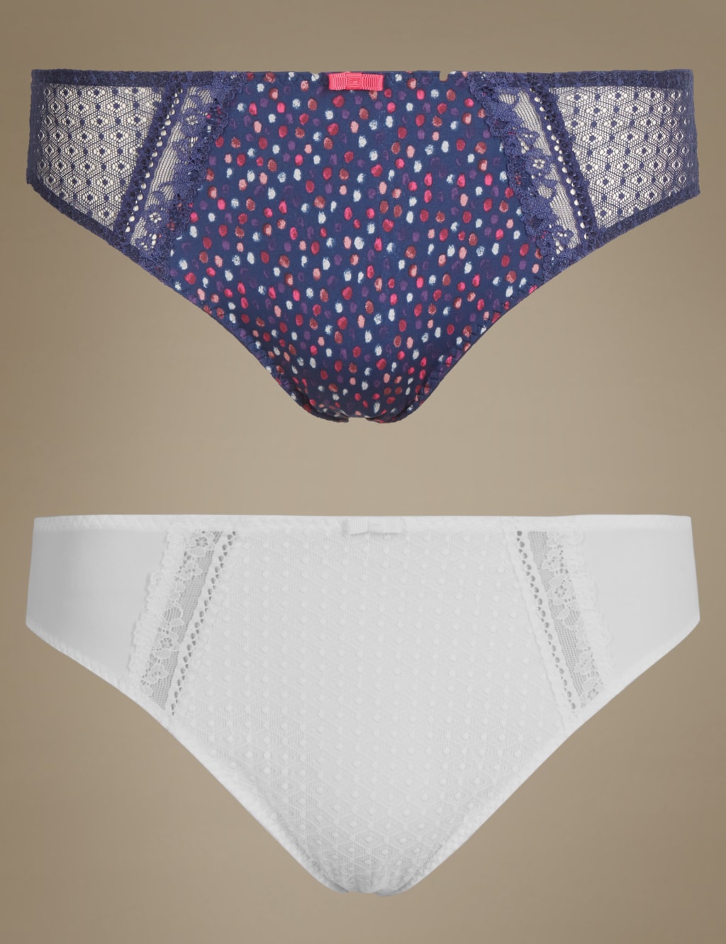 2 Pack Texture Print High Leg Knickers 1 of 6