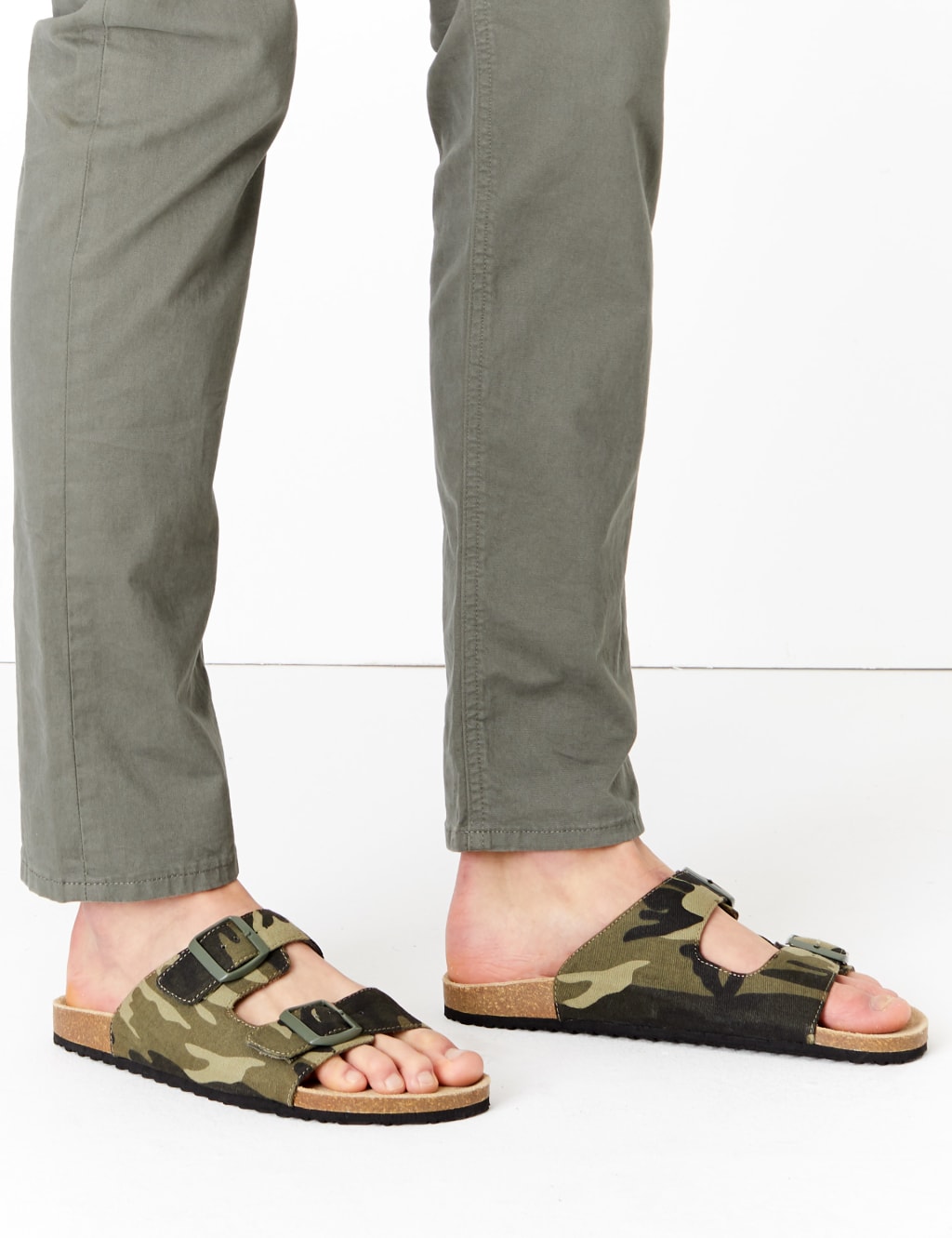 Canvas Camo Print Double Buckle Sandals 1 of 5