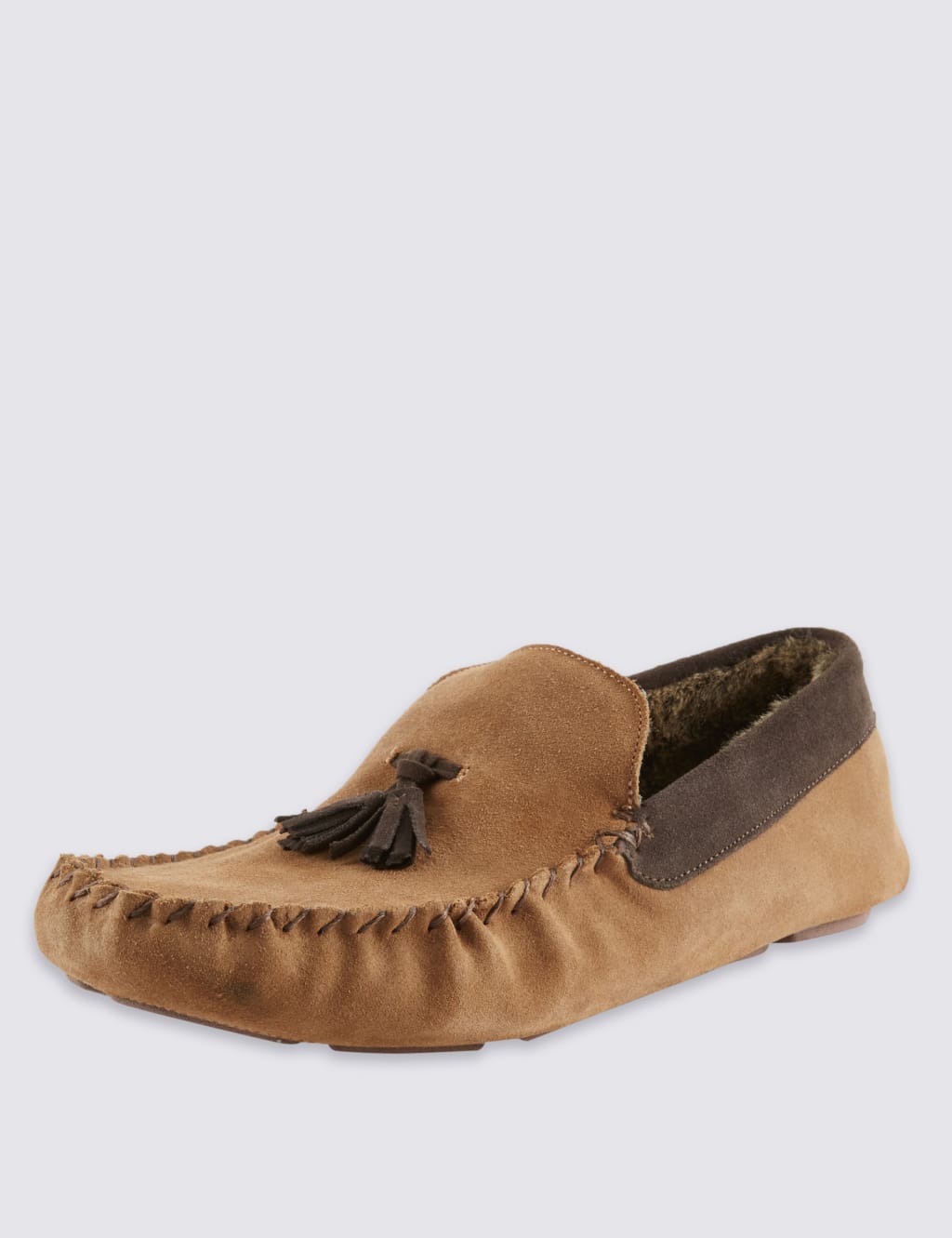 Freshfeet Suede Moccasin Slippers with Silver Technology M S Collection M S