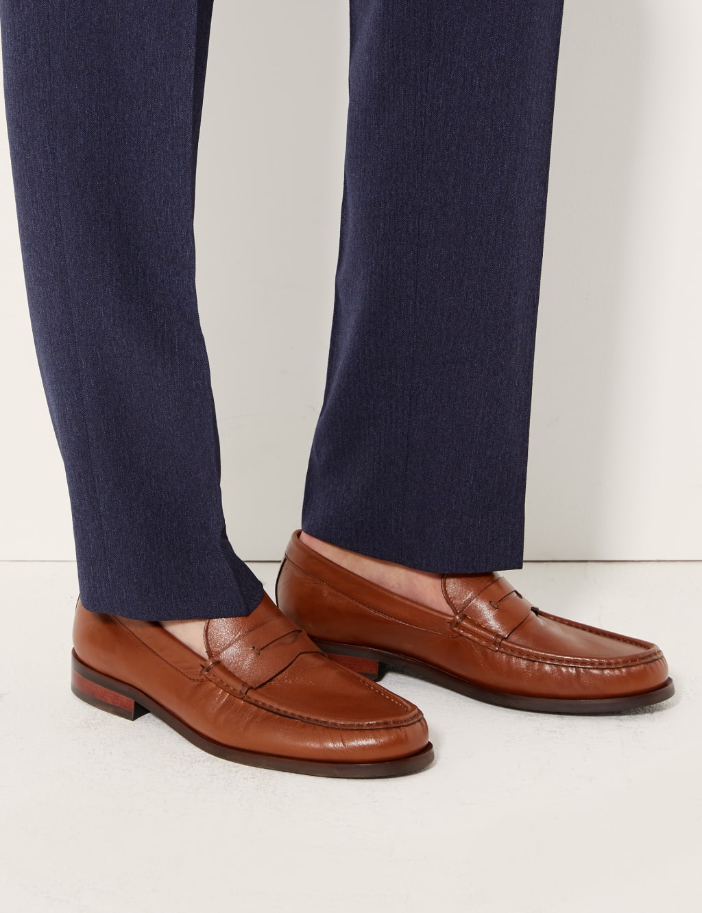 Leather Penny Slip on Loafers M S Collection M S