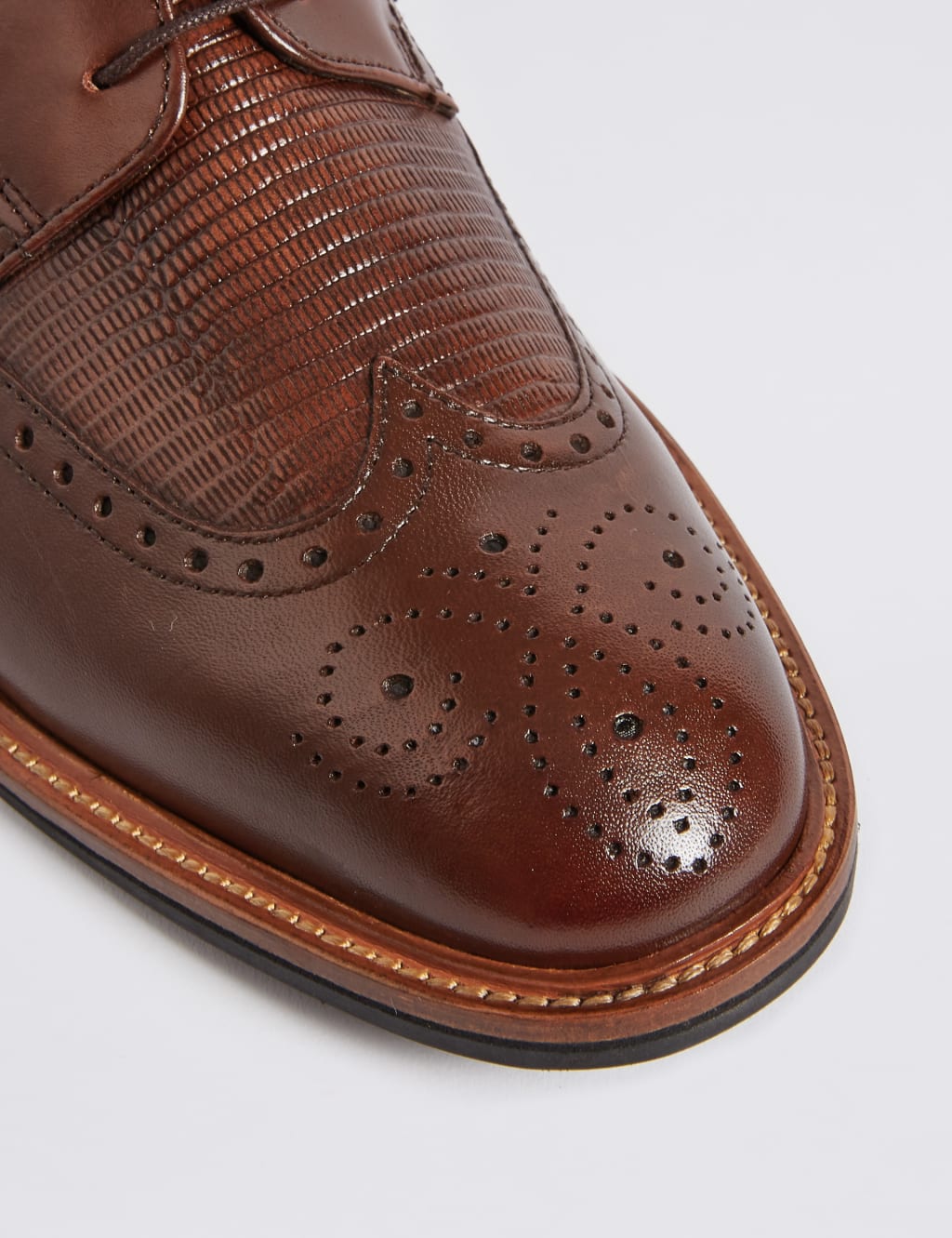 Leather Contrast Sole Brogue Shoes M S Collection M S