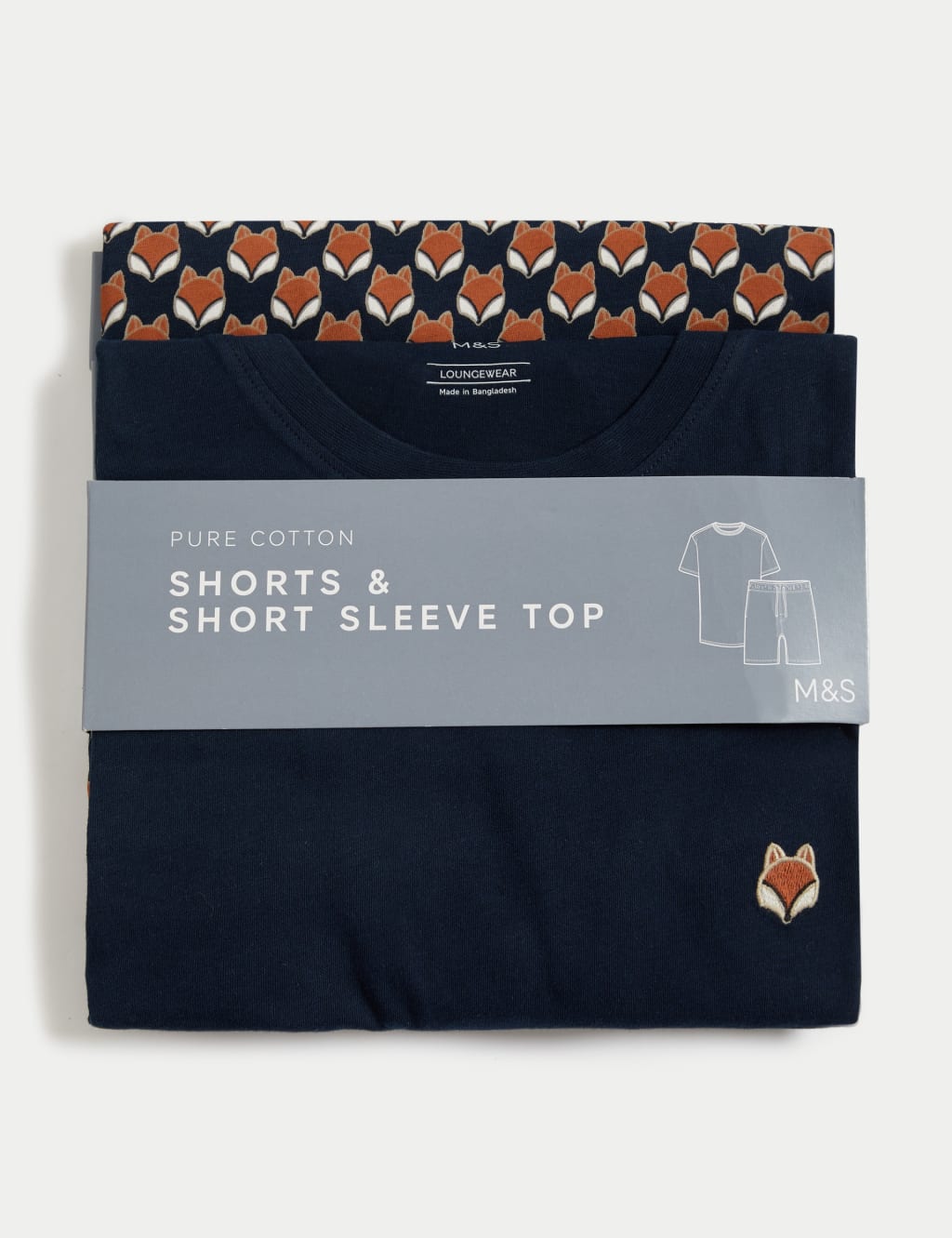 Pure Cotton Fox Print Pyjama Set M S Collection M S