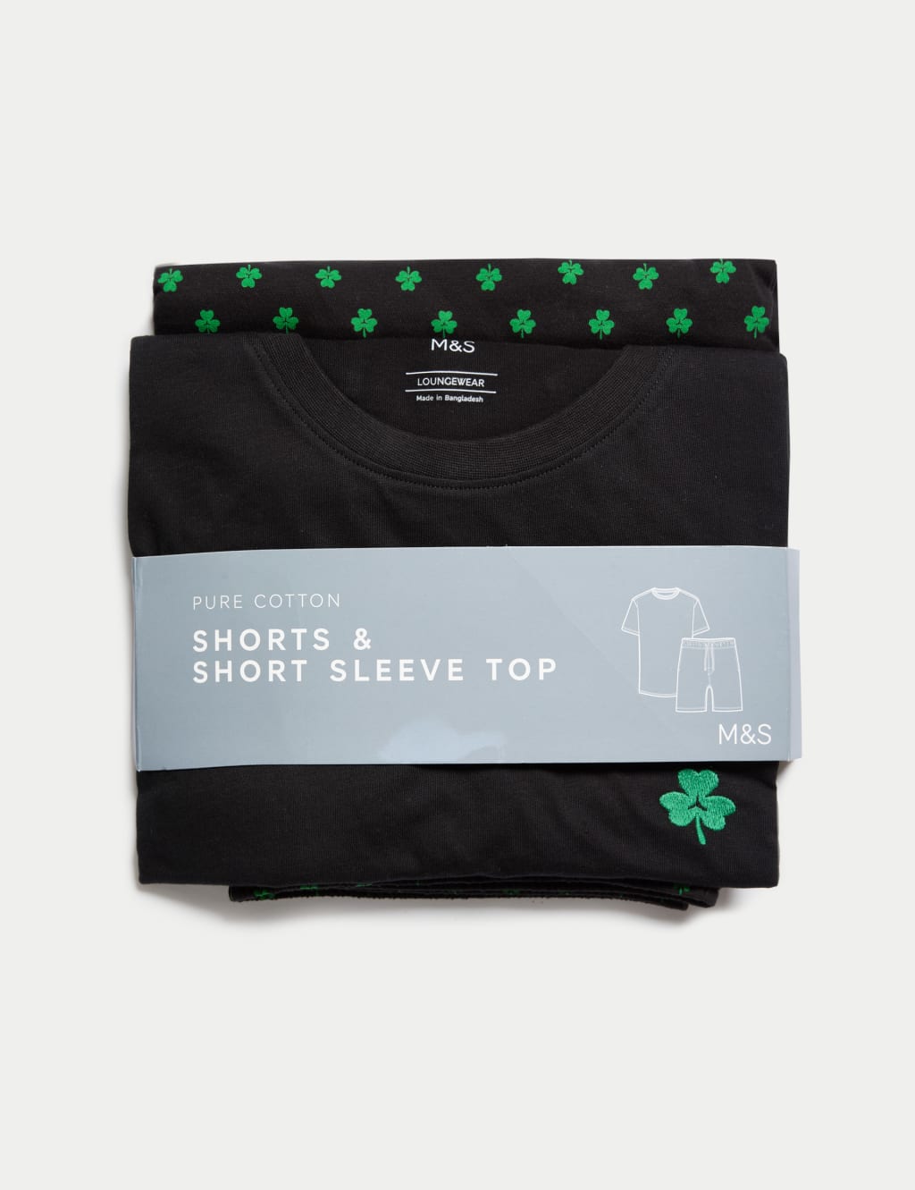 Pure Cotton Shamrock Print Pyjama Set 7 of 7