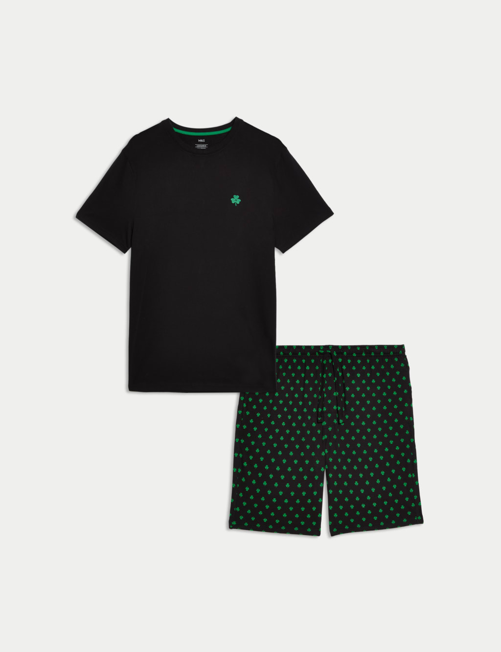 Pure Cotton Shamrock Print Pyjama Set 2 of 7