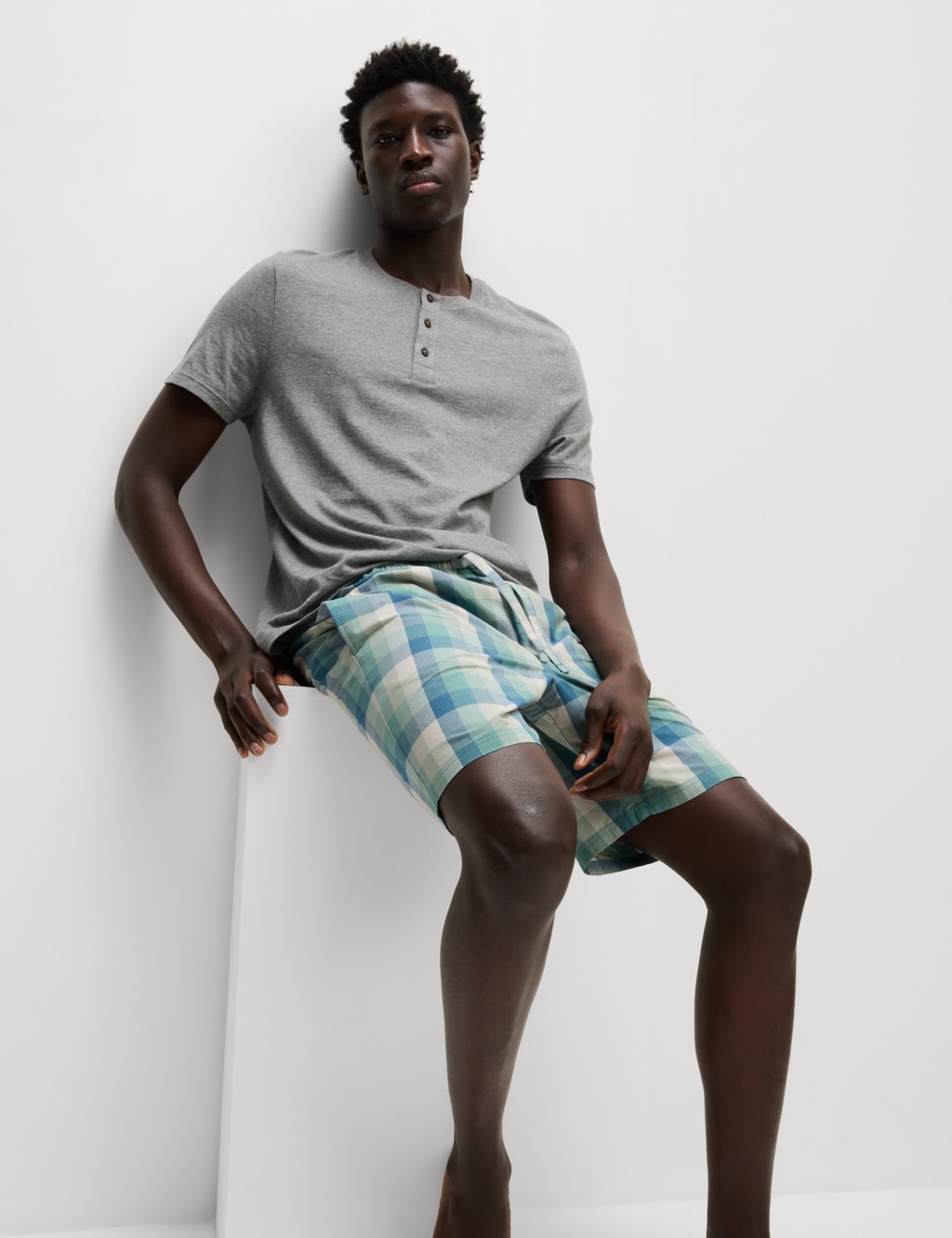 Pure Cotton Ombre Checked Pyjama Set 5 of 6