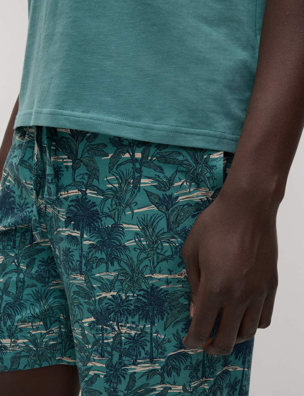 Pure Cotton Palm Print Pyjama Set 3 of 7