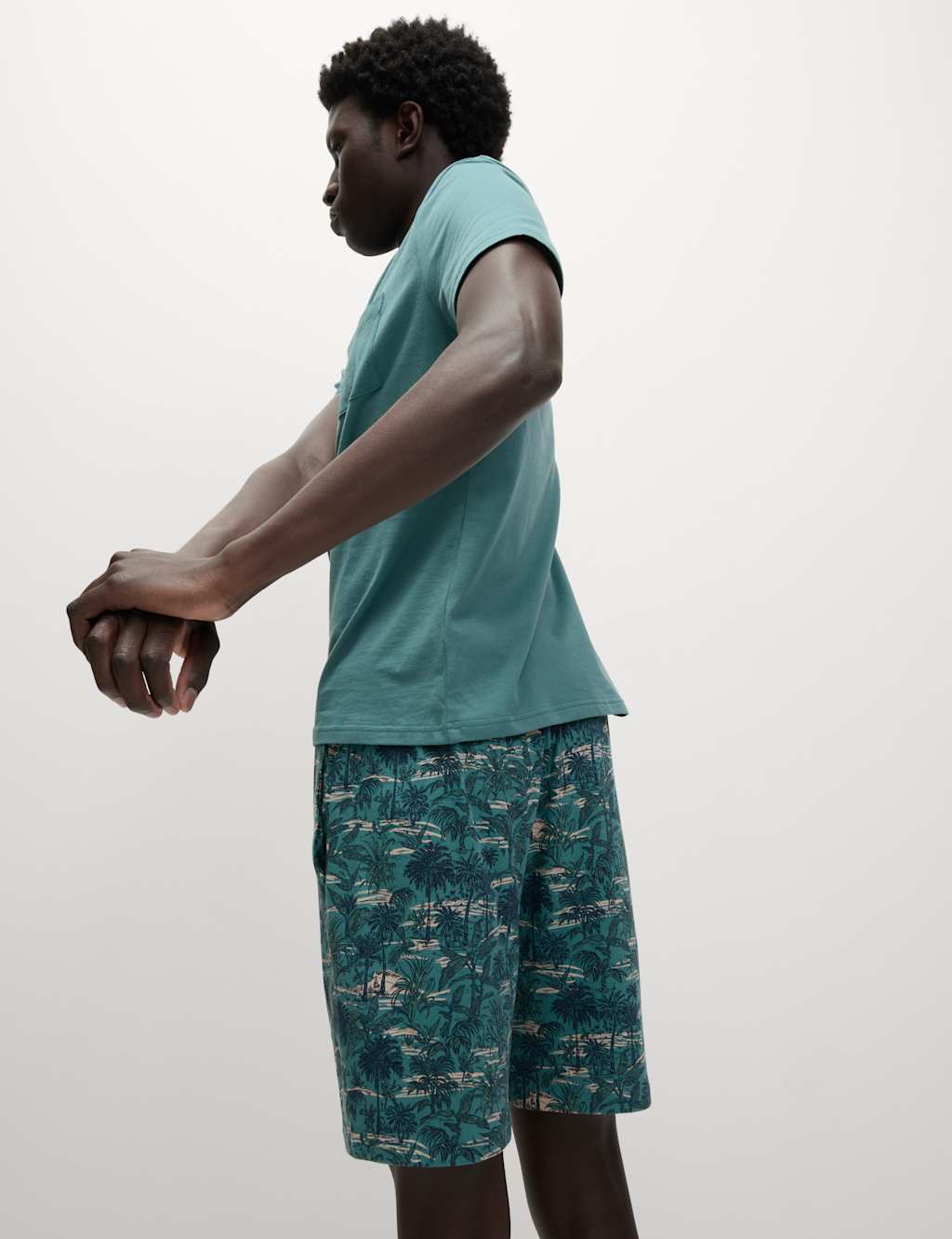Pure Cotton Palm Print Pyjama Set 4 of 7
