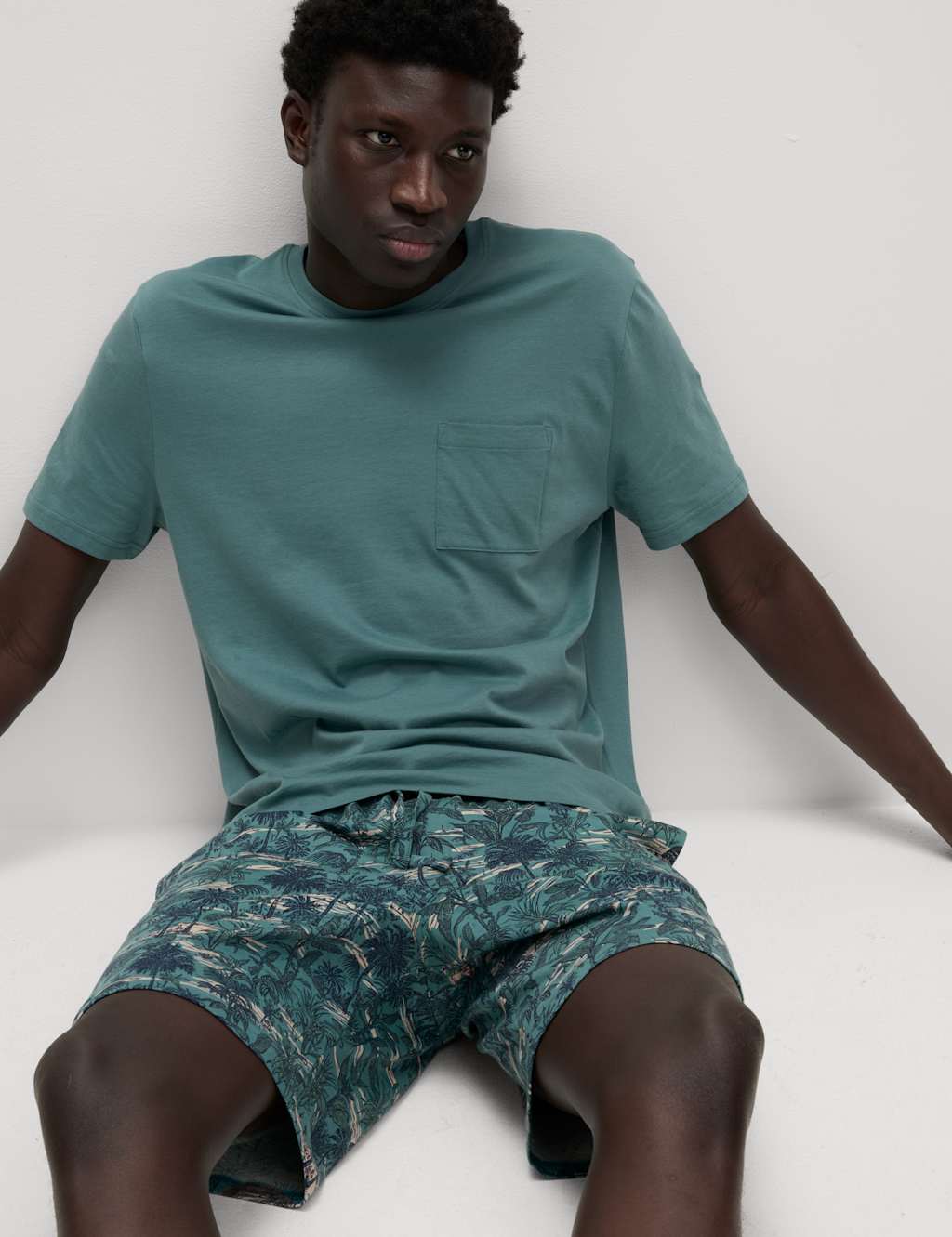 Pure Cotton Palm Print Pyjama Set 5 of 7