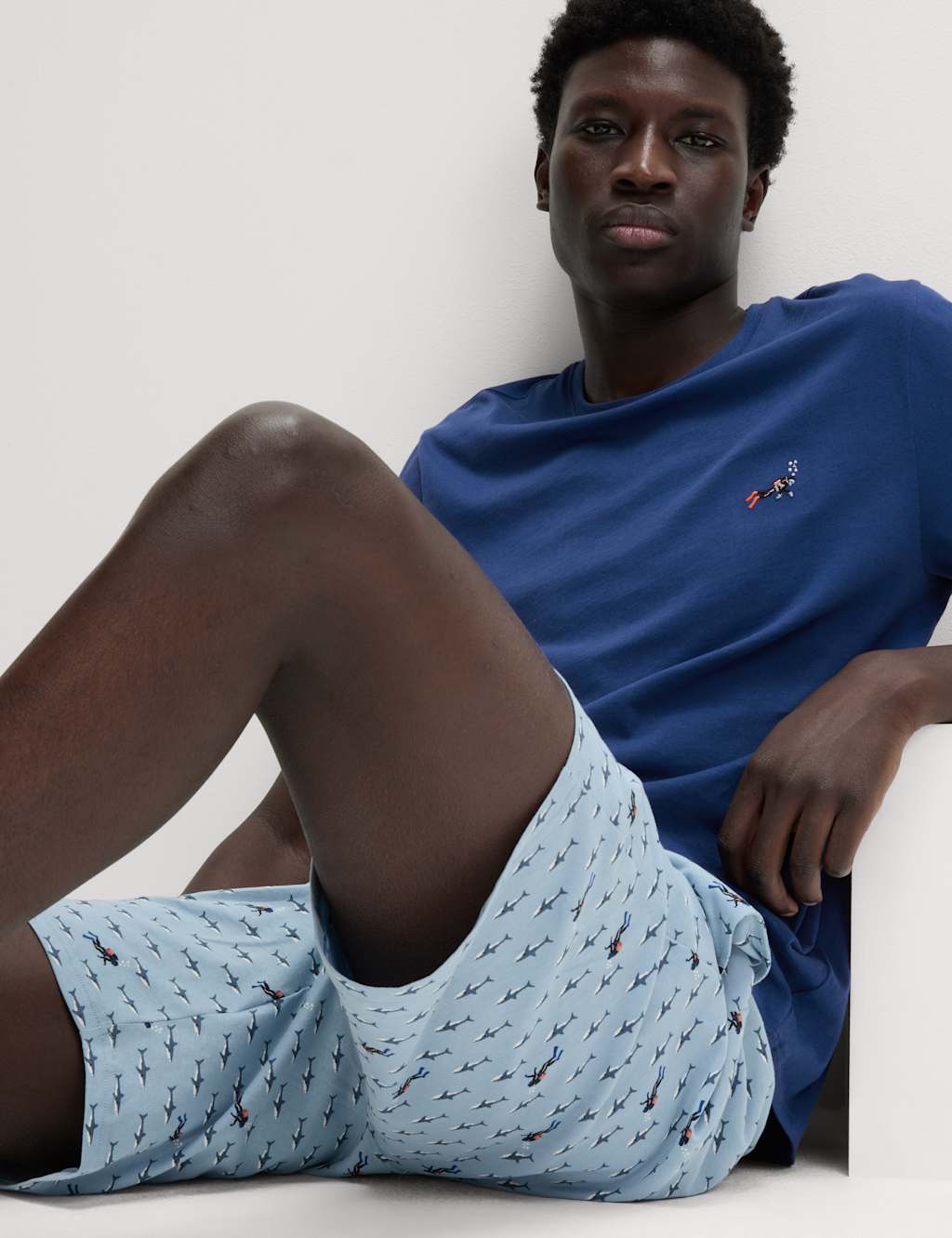 Pure Cotton Diver Print Pyjama Set 4 of 7