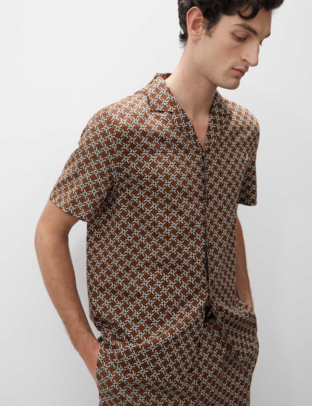 Cotton Rich Geometric Print Pyjama Top 5 of 7