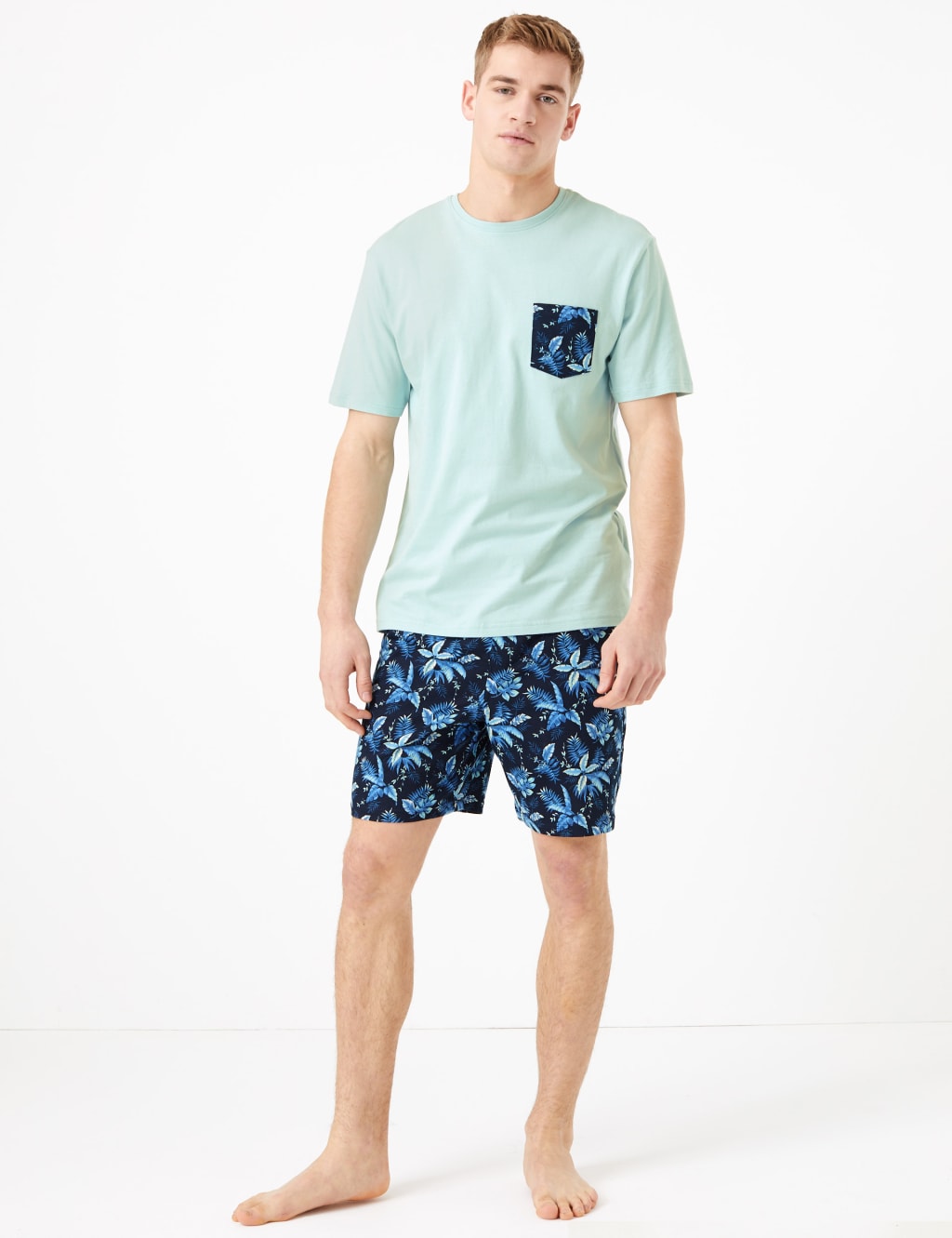 Pure Cotton Leaf Print Pyjama Set M S Collection M S