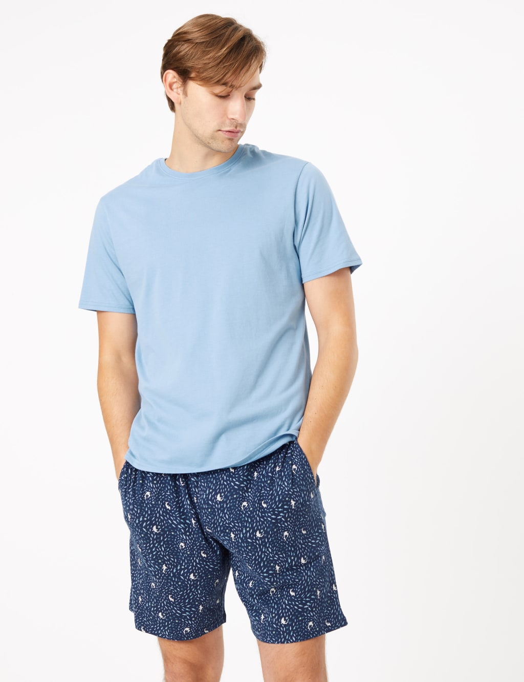 Pure Cotton Shark Print Pyjama Set 1 of 4