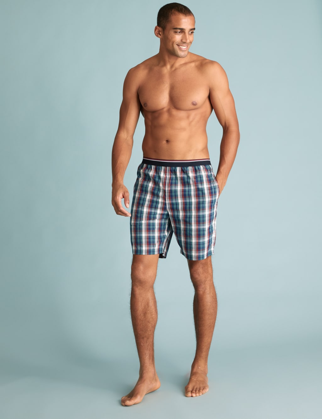 2 Pack Pure Cotton Checked Pyjama Shorts 1 of 4
